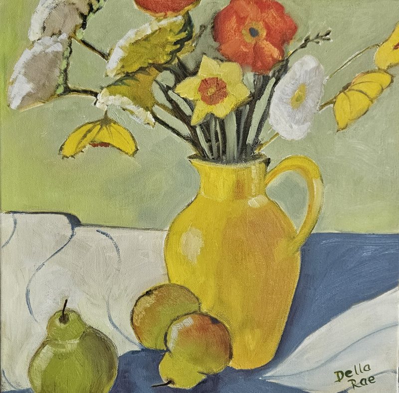 Yellow Jug, Poppies and Pears