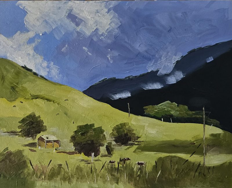 Hay Shed and Early Morning Mist