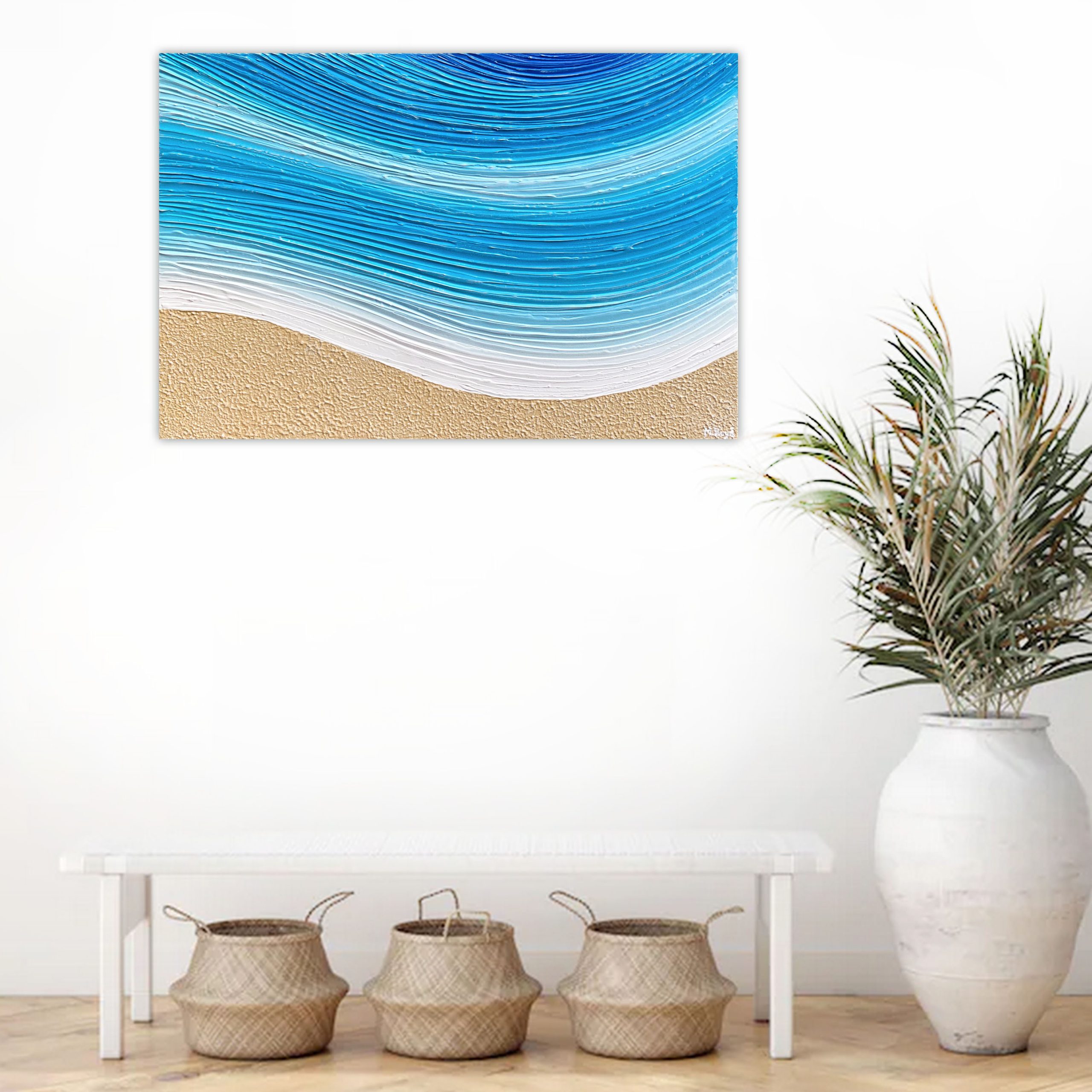 Lounge 2 Beach Wave Abstract Impasto Miranda Lloyd Artist Australia Bluethumb