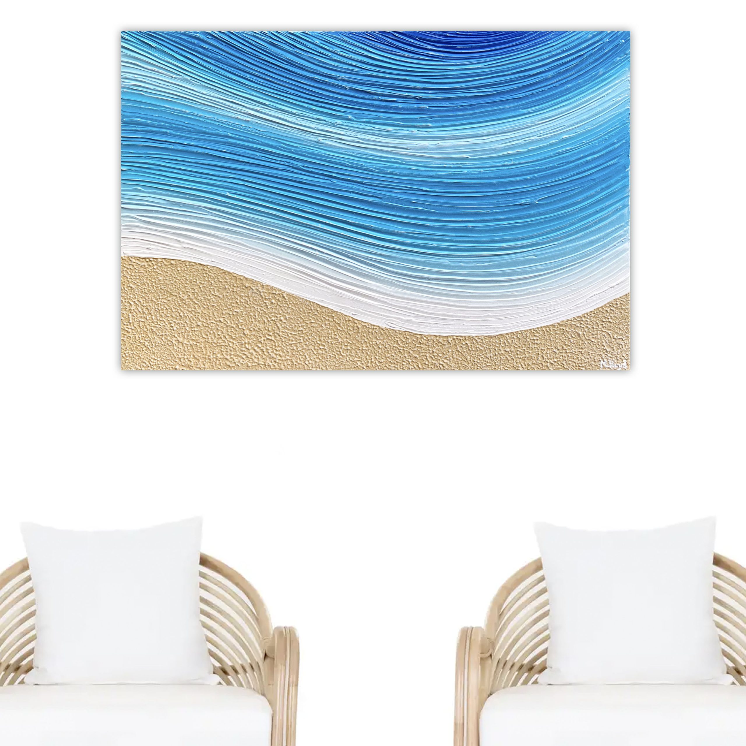 Lounge 3 Beach Wave Abstract Impasto Miranda Lloyd Artist Australia Bluethumb