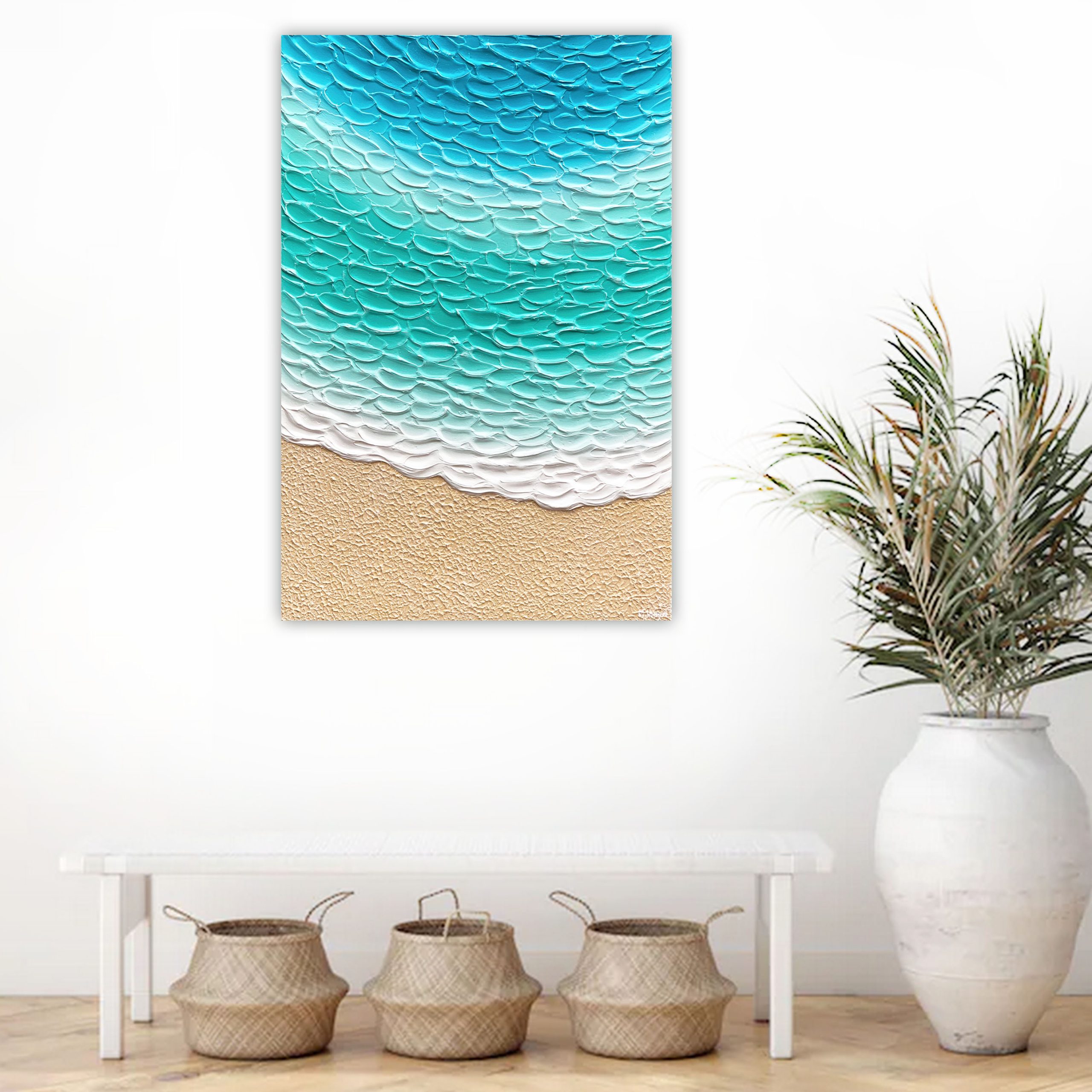 Lounge 1 Coastal Beach Wave Tranquil Sands Textured Abstract Miranda Lloyd Artist