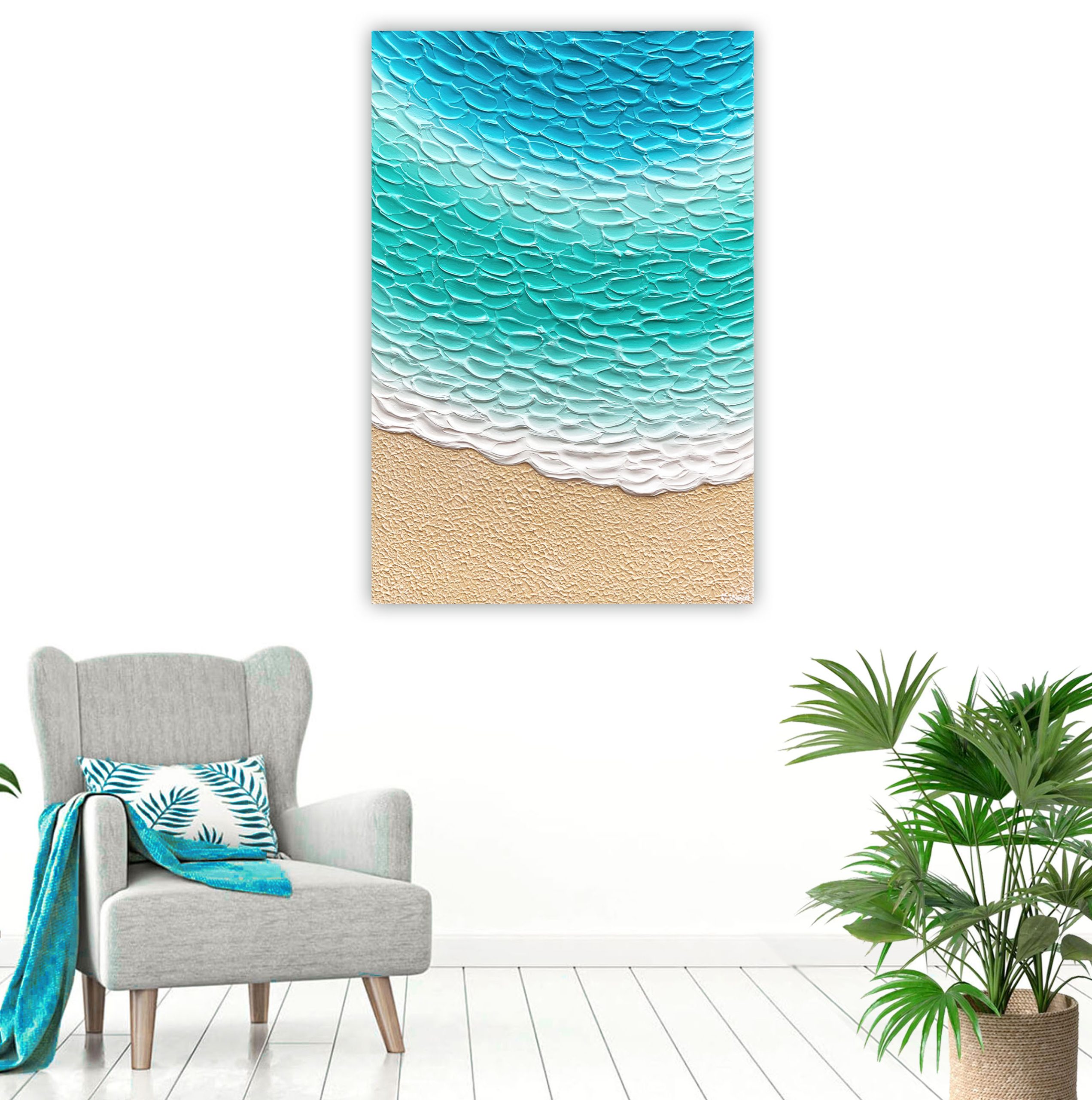 Lounge 2 Coastal Beach Wave Tranquil Sands Textured Abstract Miranda Lloyd Artist