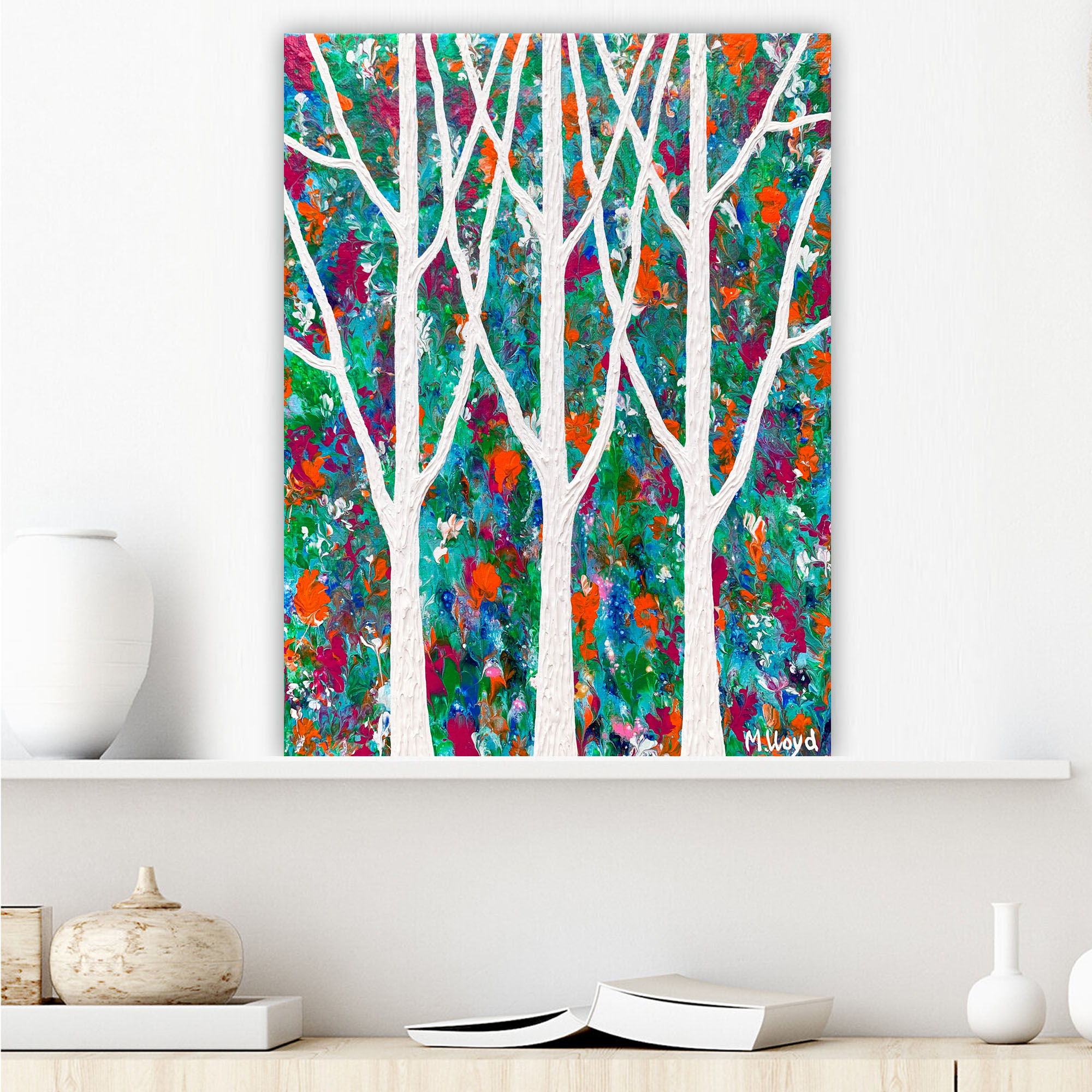 Lounge 1 Trees And Clivias In A Tropical Garden Textured Abstract Miranda Lloyd