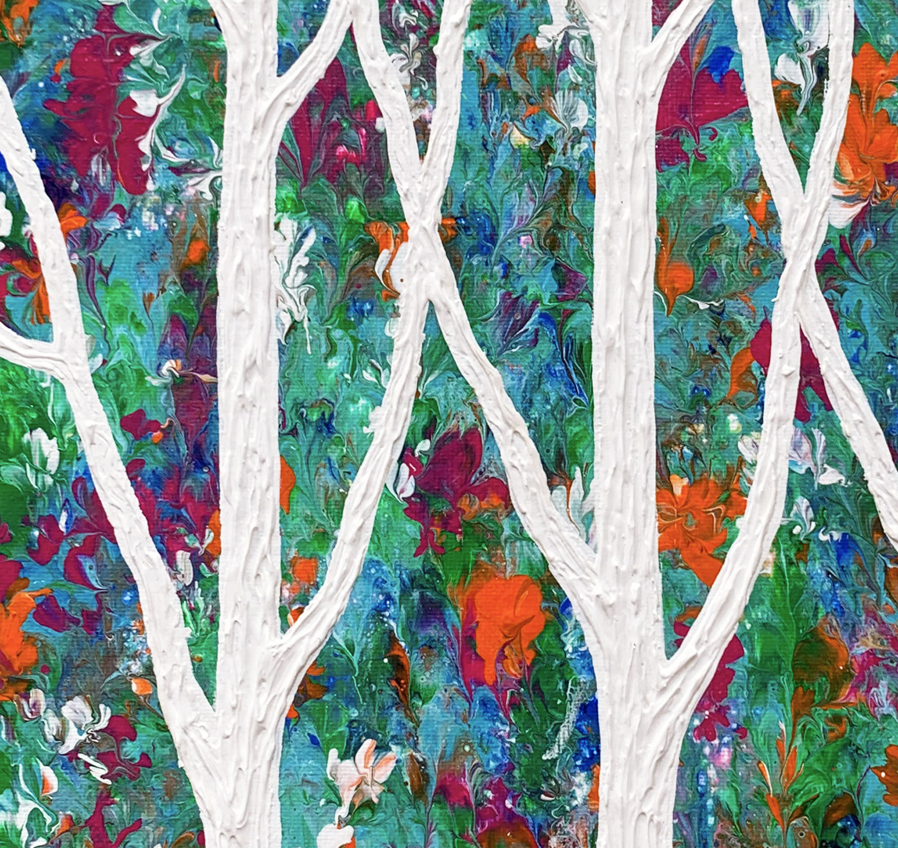 Tex 2 Trees And Clivias In A Tropical Garden Textured Abstract Miranda Lloyd