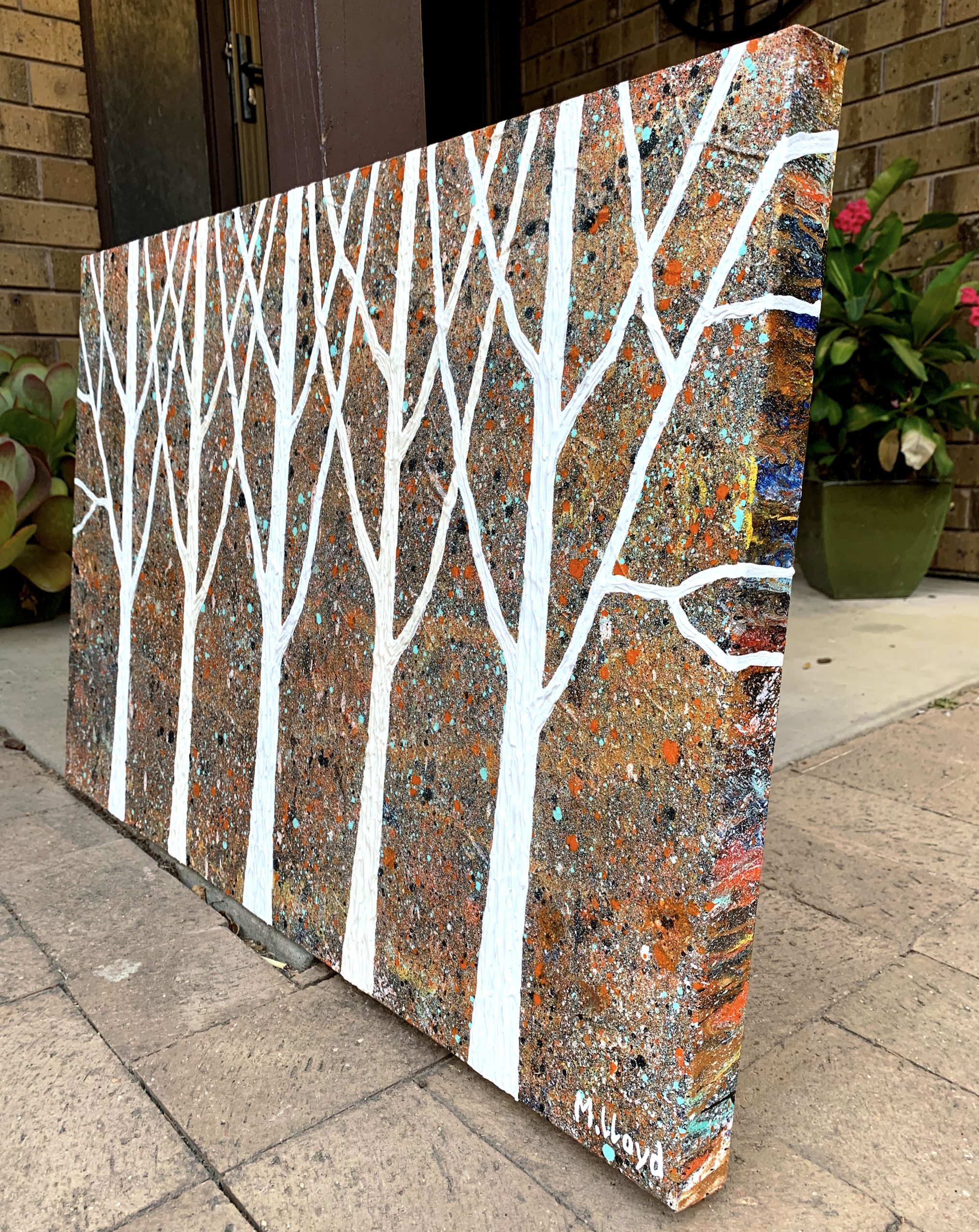 Edges Gum Trees Australian Outback Landscape Textured Impasto Art Miranda Lloyd