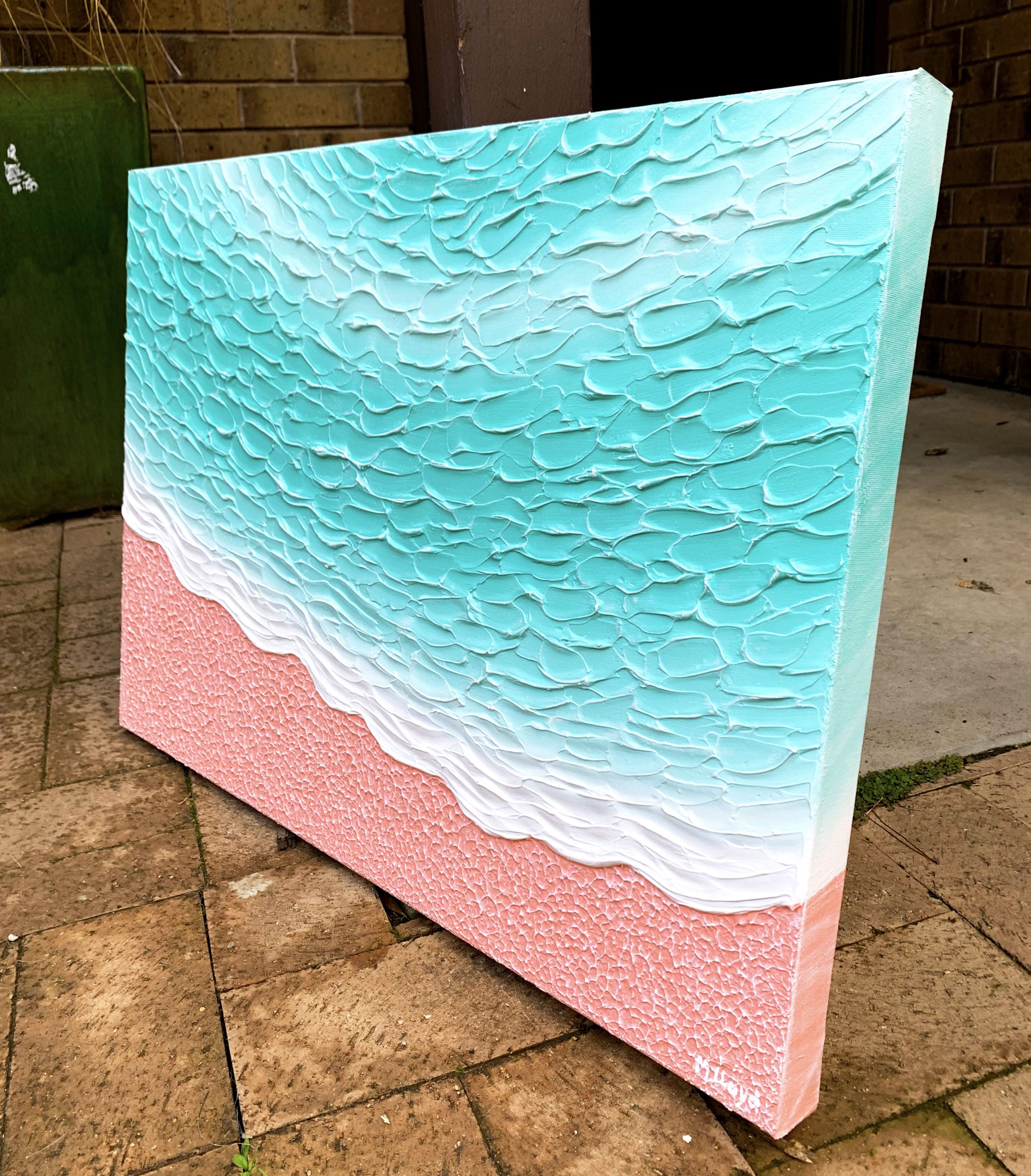 Edges Beach Sunset Wave Textured Impasto Abstract Patterns Artist Miranda Lloyd