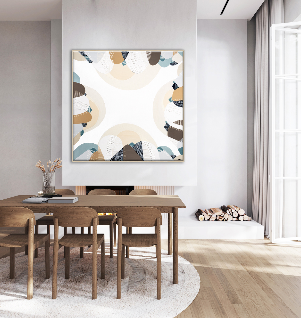 Poster Frame Mockup In Stylish Beige Living Room Interior, 3d Re