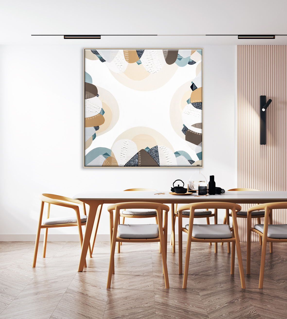 Modern Room Interior In White Color With Wall Panel, Empty Wall