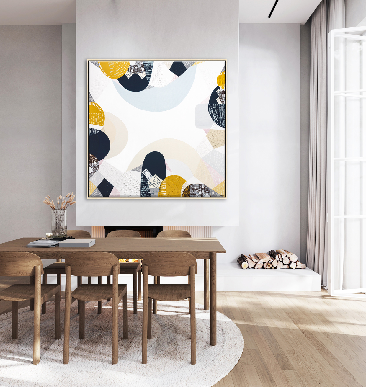 Poster Frame Mockup In Stylish Beige Living Room Interior, 3d Re