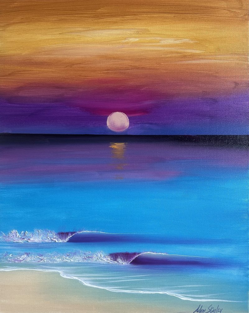 Moon goes down to the sea