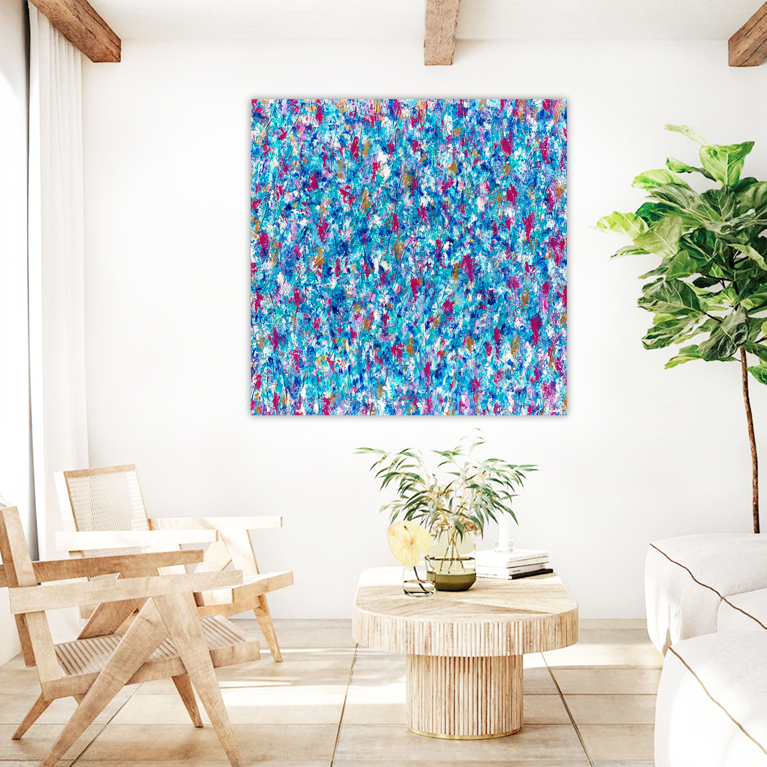 Lopunge 2 Flowers Coastal Tropical Florals Large Miranda Lloyd Artist 100cm X 100cm