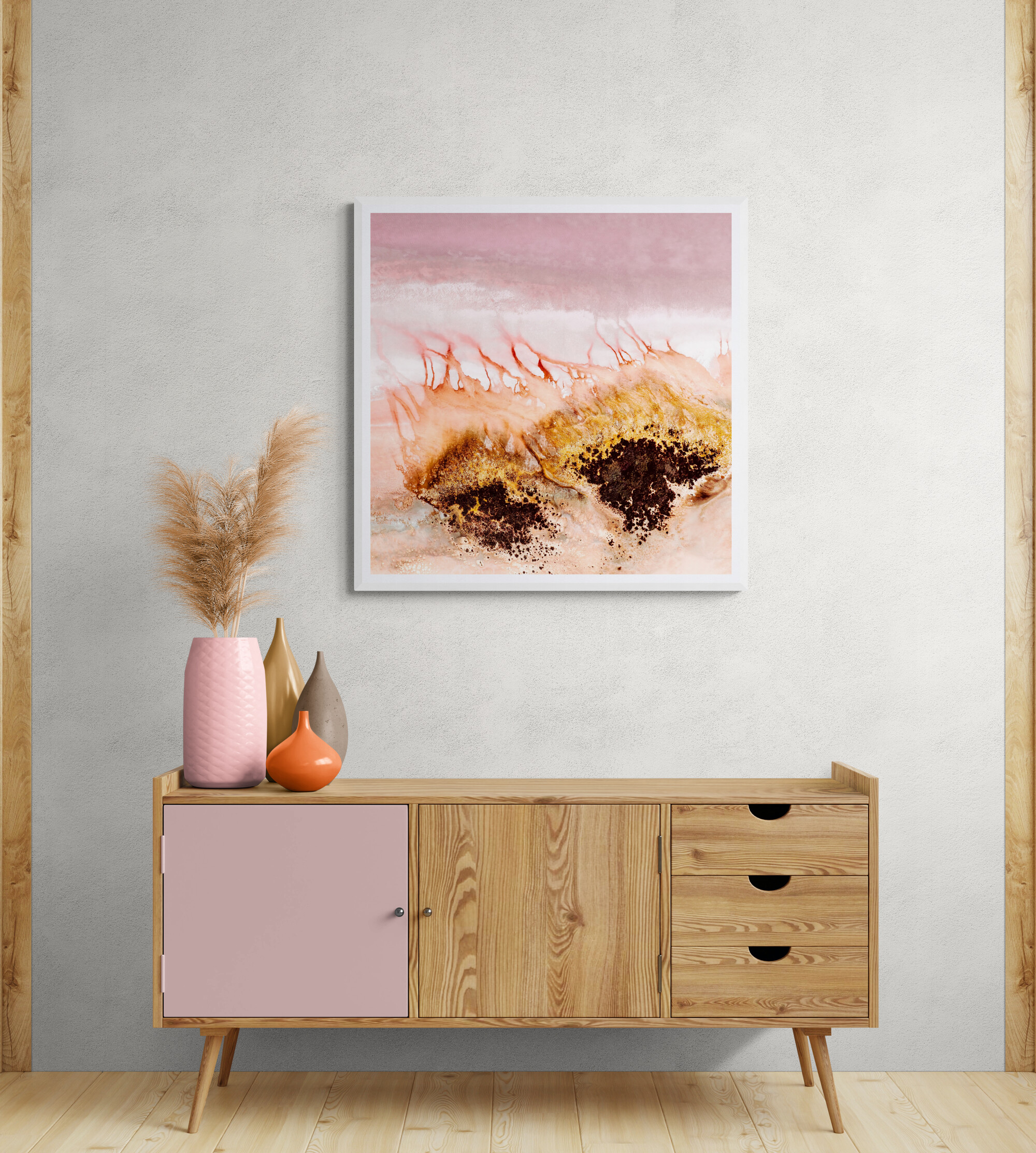 Ceramic Vases Sitting On A Wooden Cabinet (2)