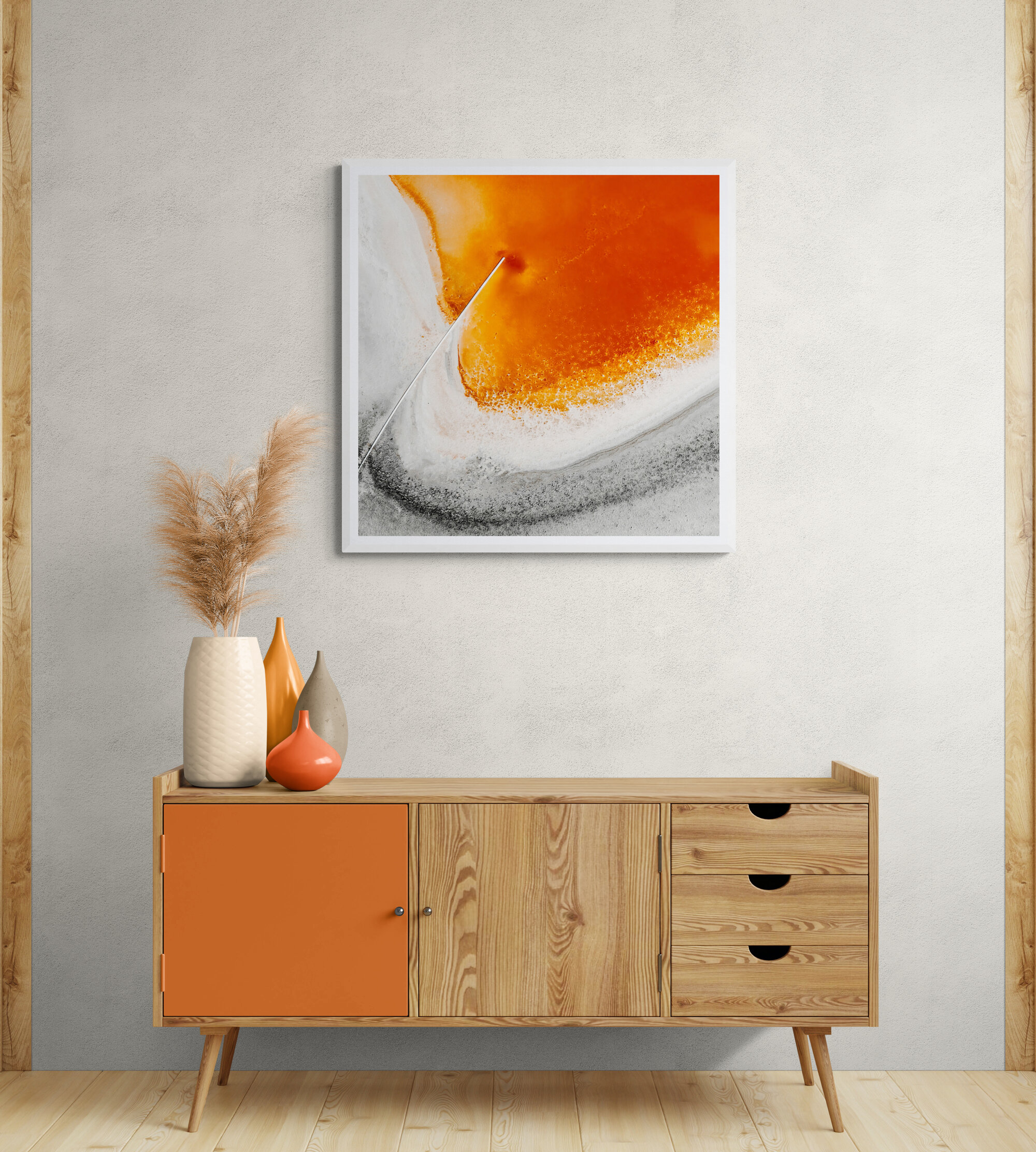 Ceramic Vases Sitting On A Wooden Cabinet (1)