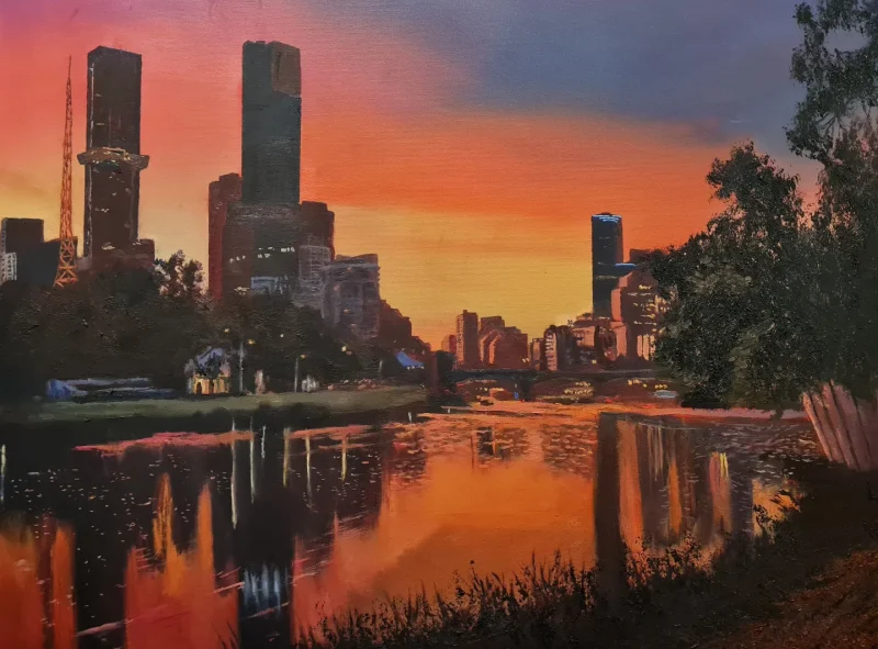 City Reflections at Sunset