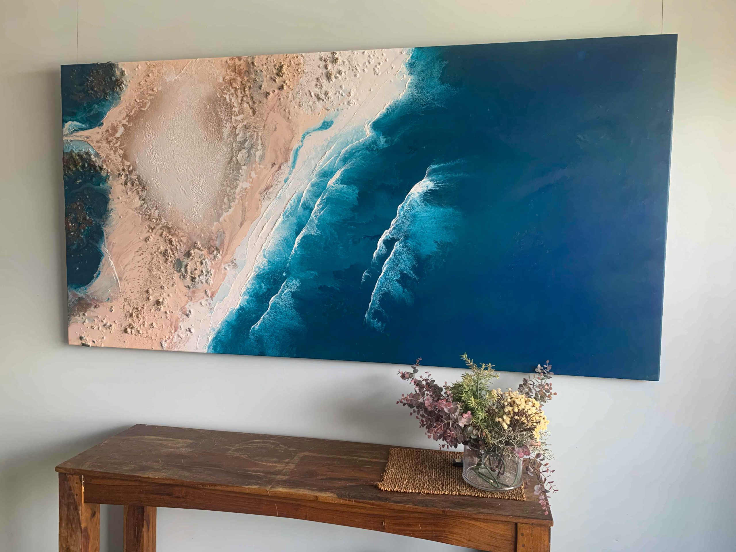 Teal And Beige Seascape Wall Art1