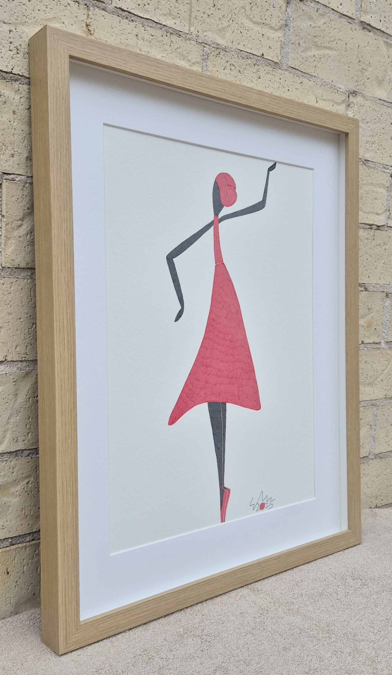 Ballerina In Red Skirt Ink Drawing 2025 With Frame Outdoor (3)