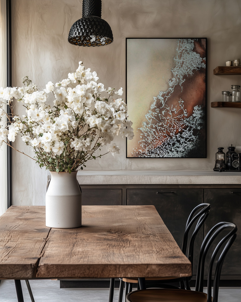 3327461 Pictufy Brown Kitchen White Flowers 2x3