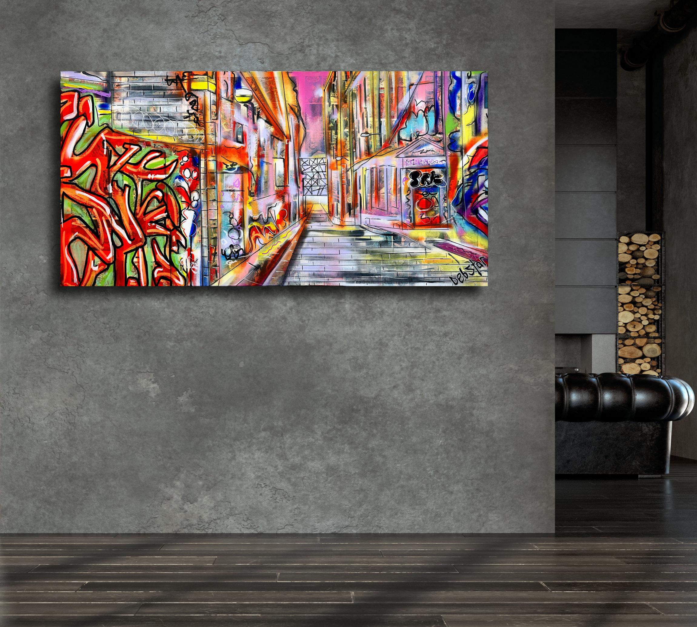 Living Room Interior In Loft, Industrial Style