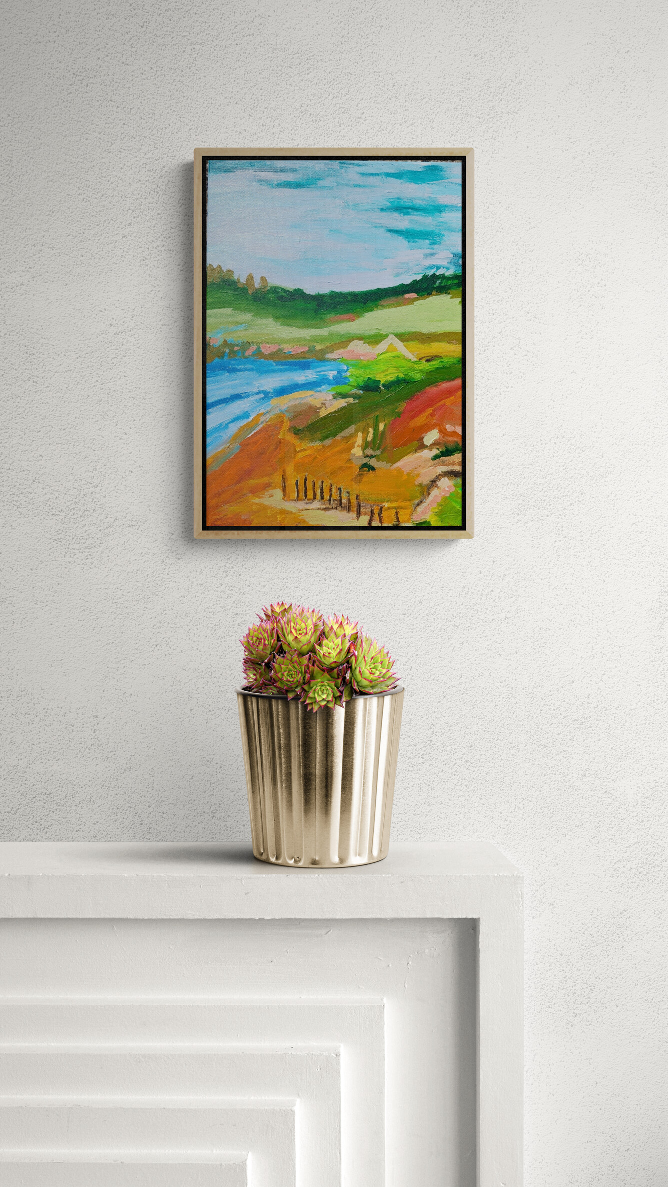 Potted Plant Sitting On A Mantelpiece