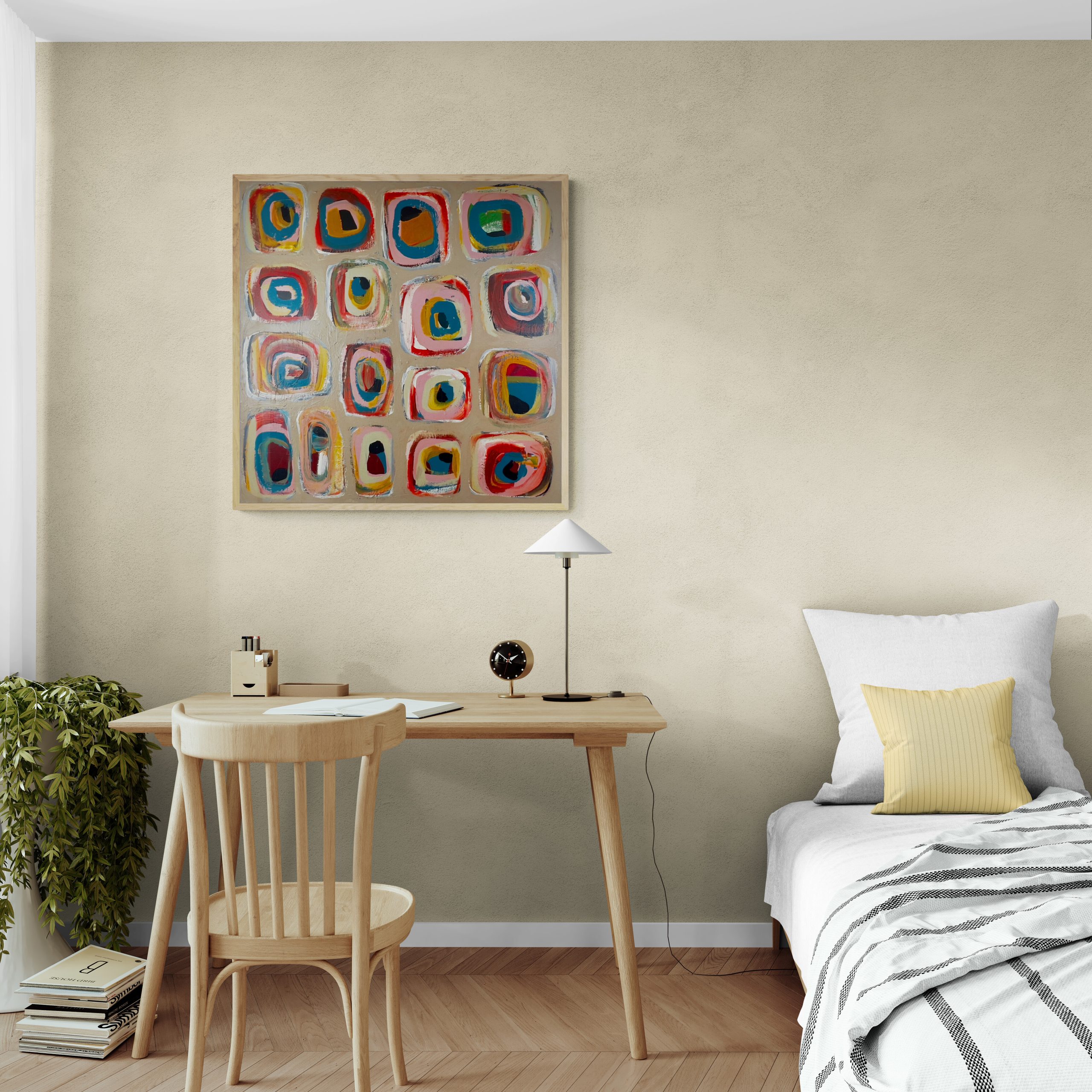 Bedroom With A Wooden Study Desk