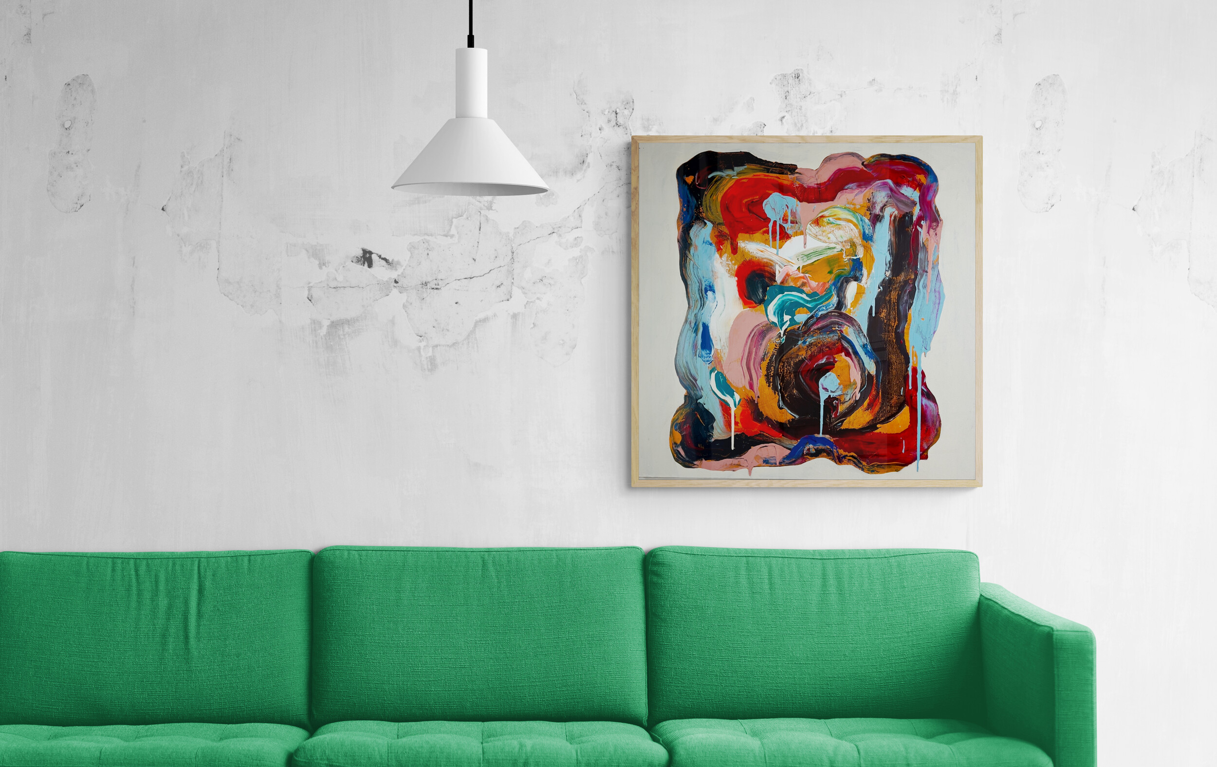 Minimal Living Room With A Long Sofa