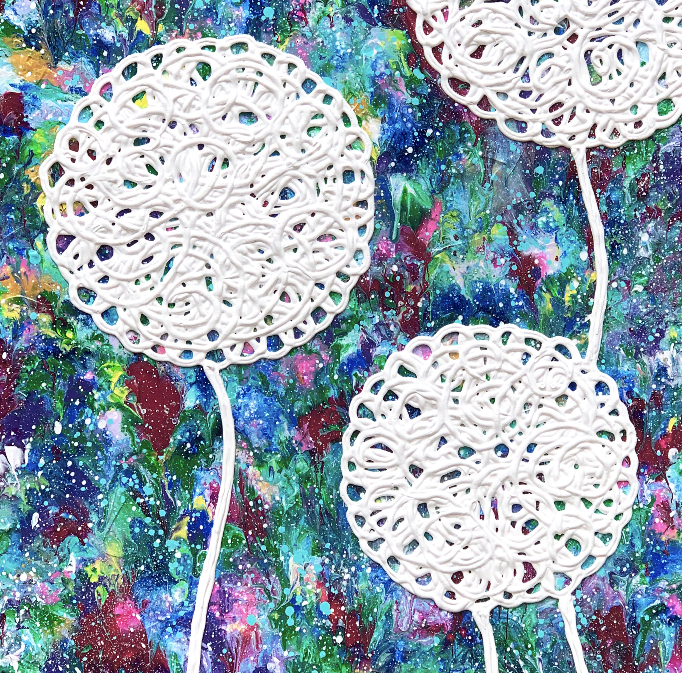 Close Up 2 Wild Flowers Tropical Garden Impasto Textures Miranda Lloyd Art