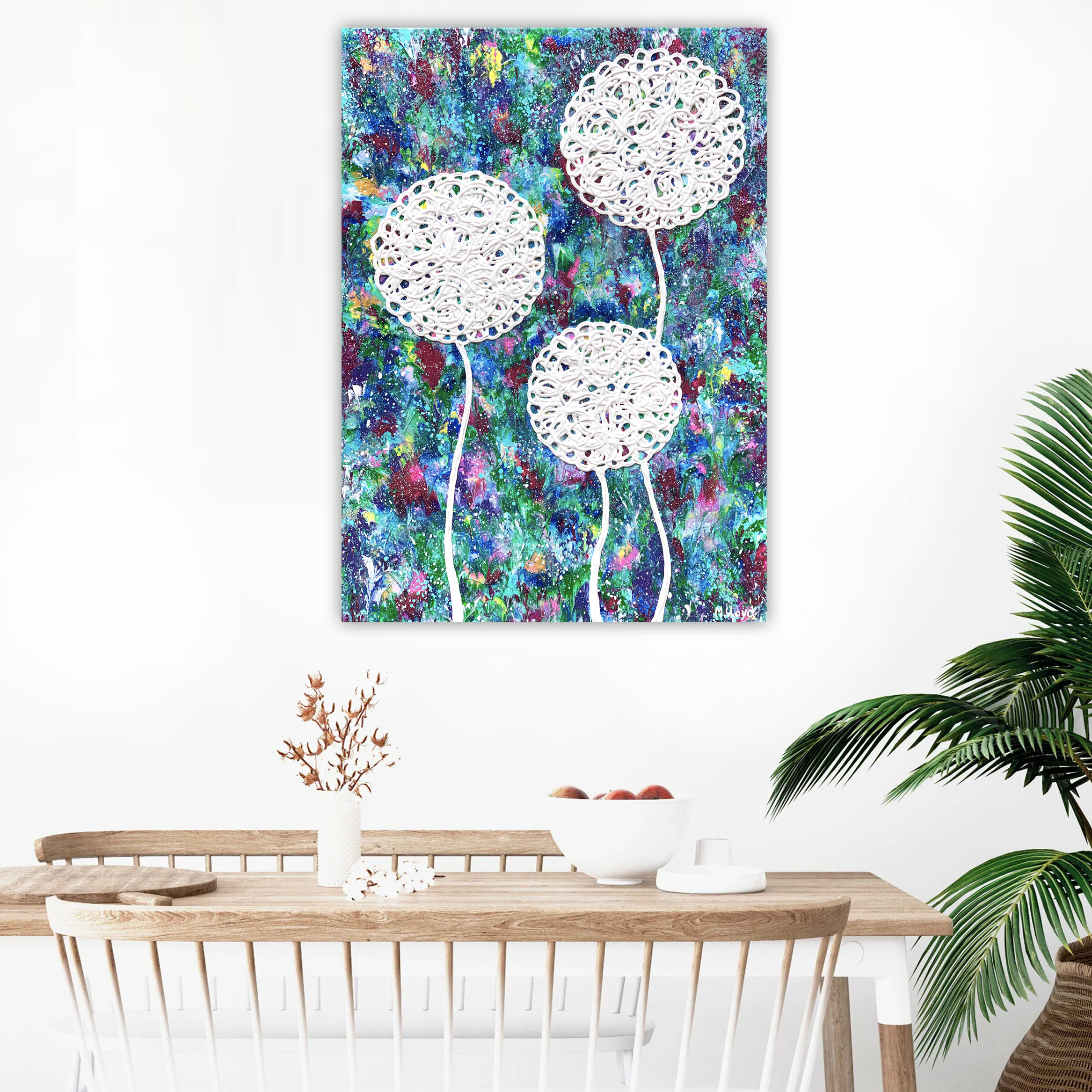 Lounge 1 Wild Flowers Tropical Garden Impasto Textures Miranda Lloyd Art