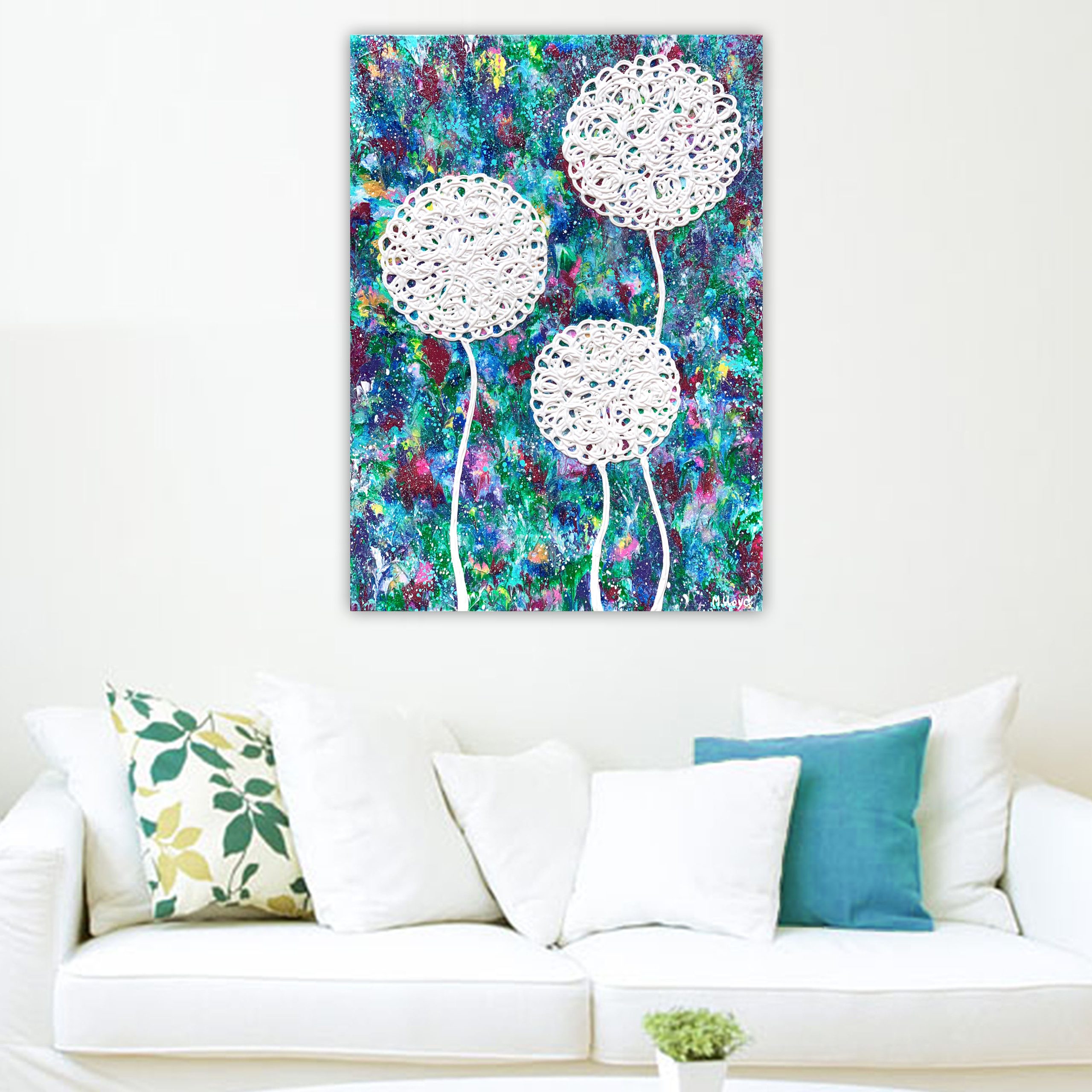 Lounge 2 Wild Flowers Tropical Garden Impasto Textures Miranda Lloyd Art