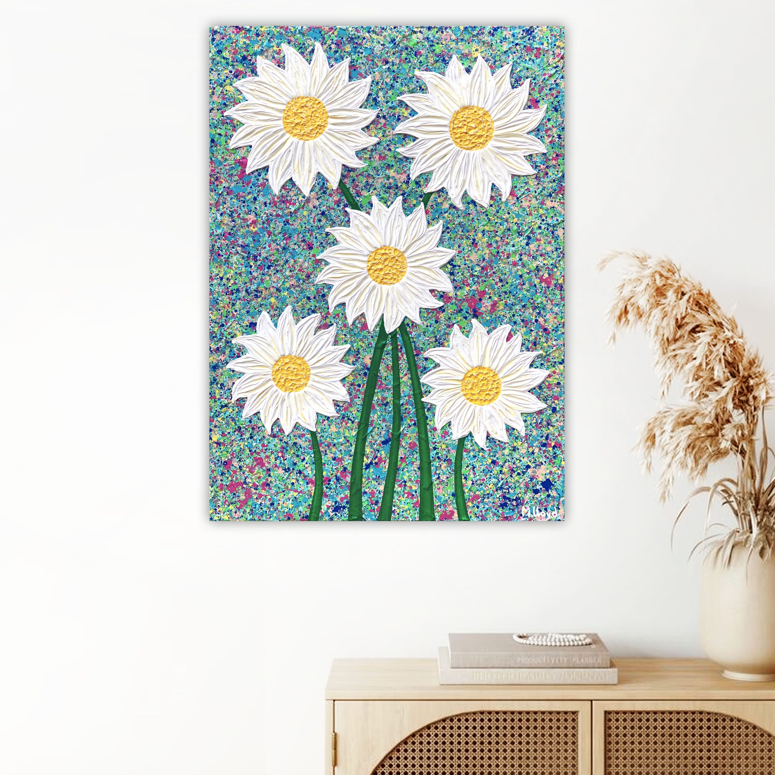 Daisy Flowers 2 Textured Abstract Miranda Lloyd Artist