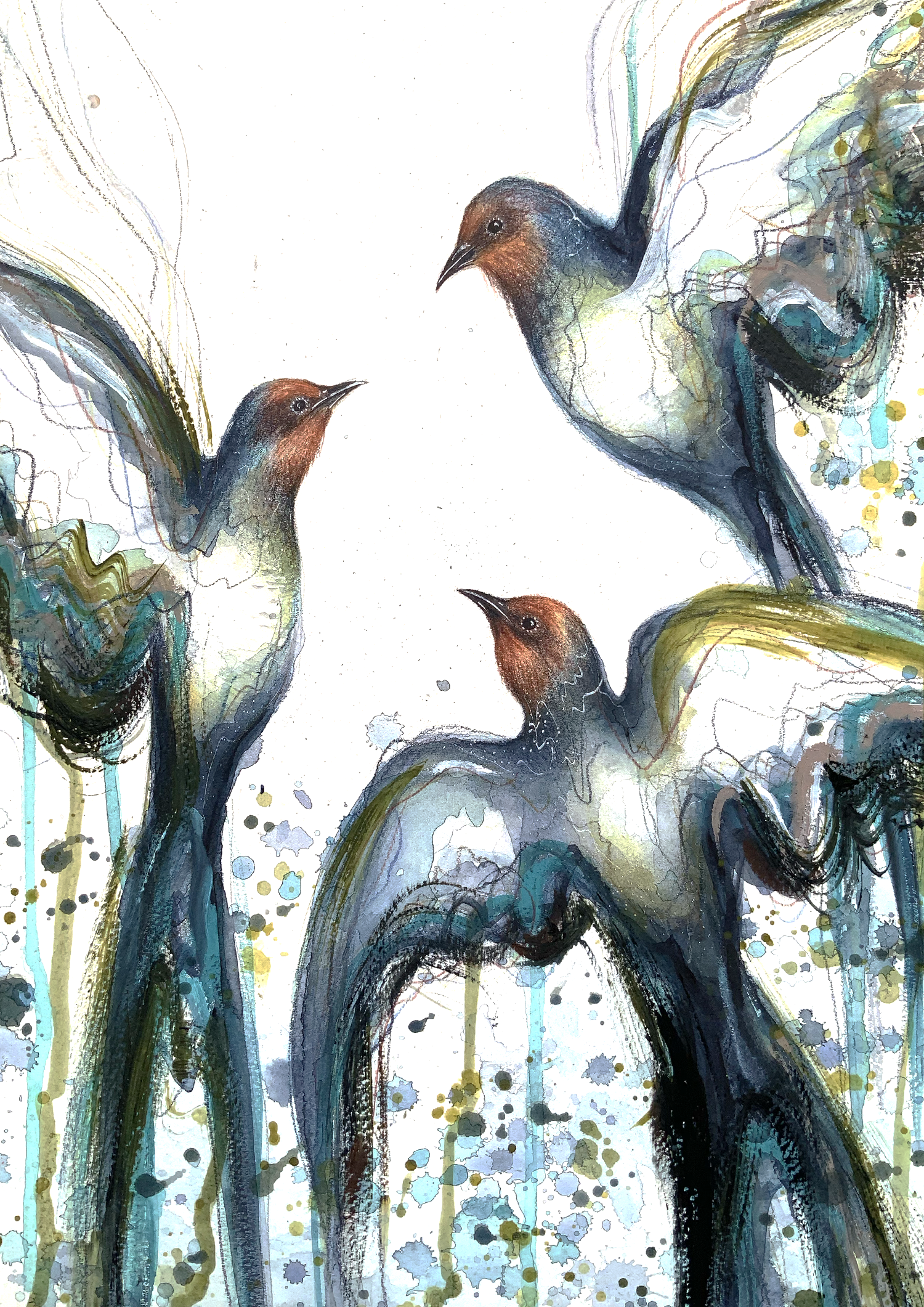 Leni Kae Swallows A2 Print Closeup