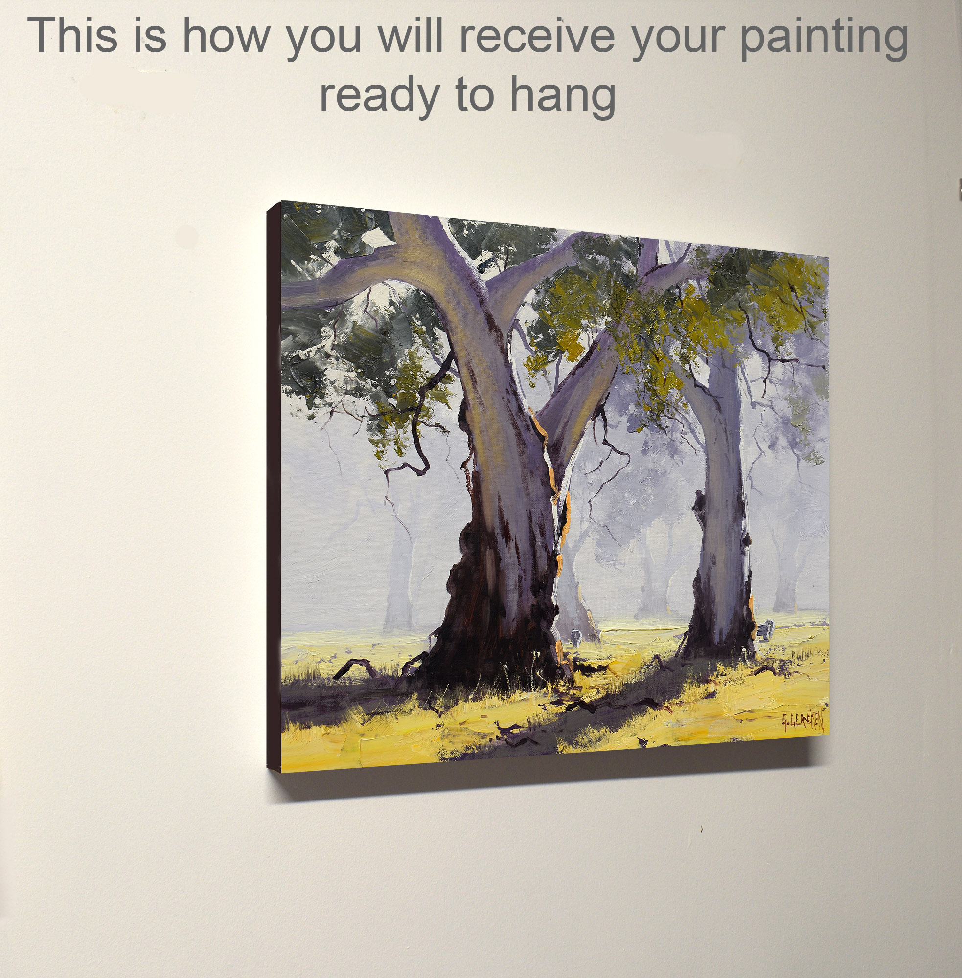 Misty Morning Gum trees Art Lovers Australia