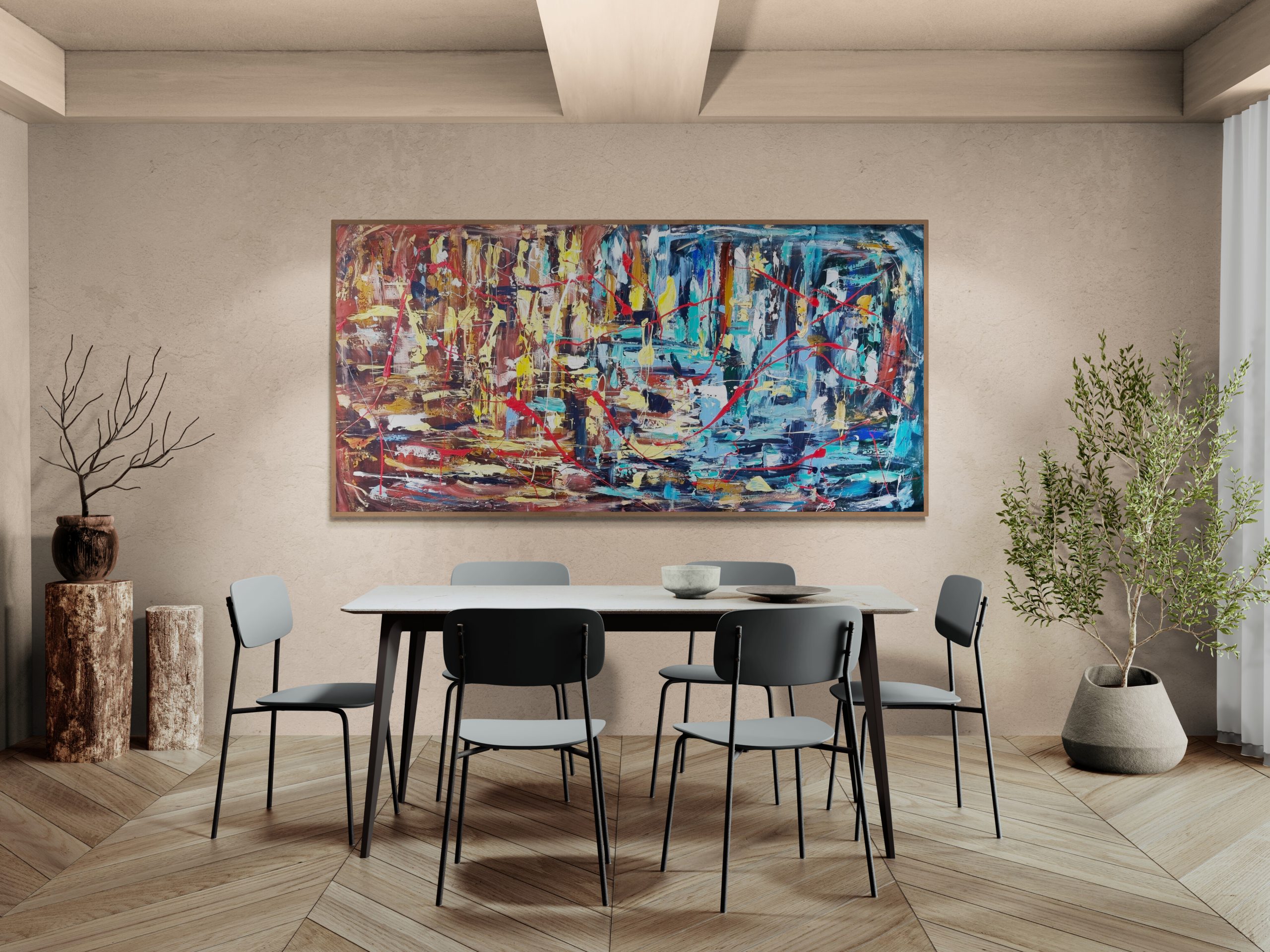 Dining Room With A Large Shrub