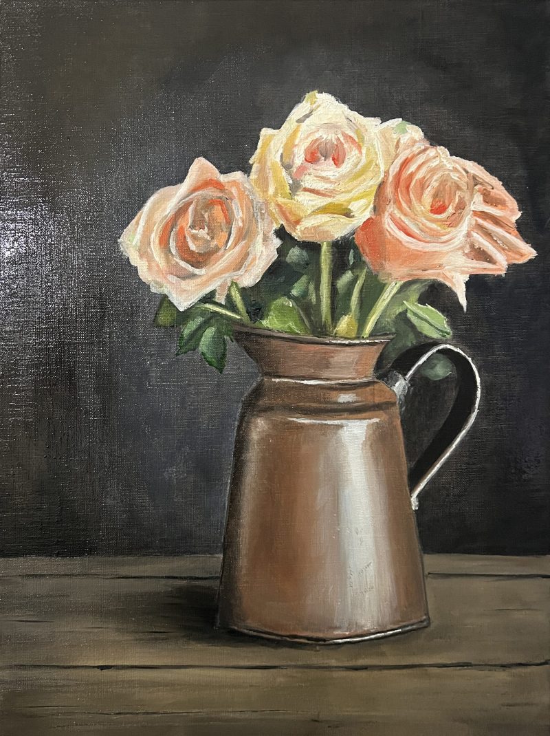 Roses In Copper Vase