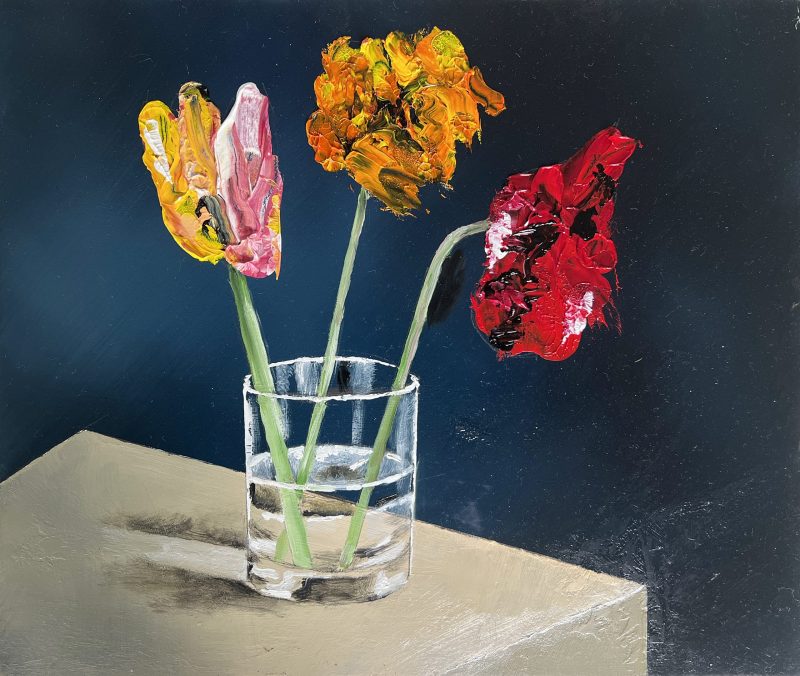 Abstract Flowers In Glass of Water