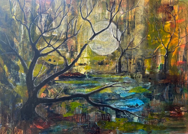 Harvest Moon Over Swamp