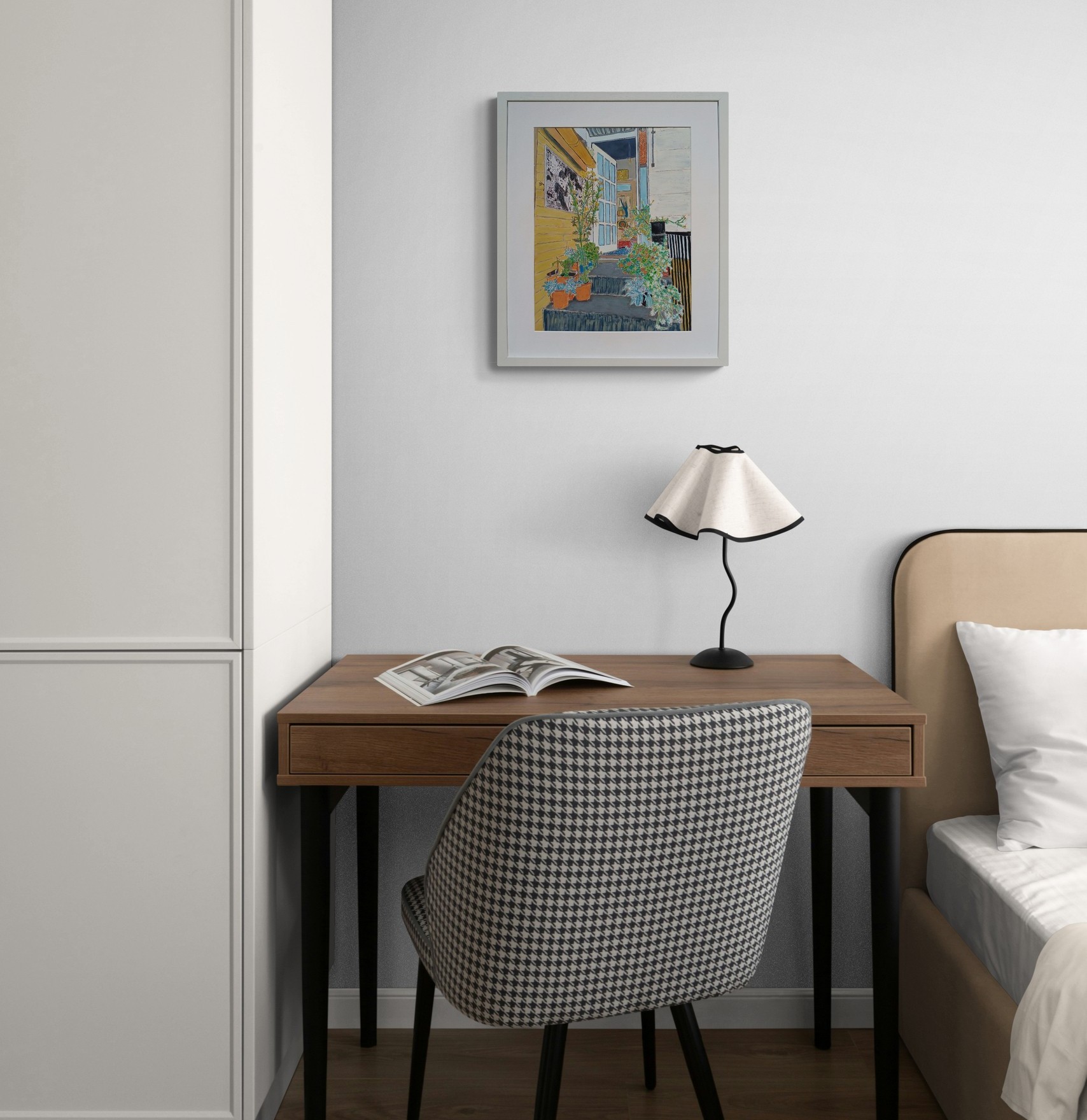Bedroom With A Wooden Dressing Table