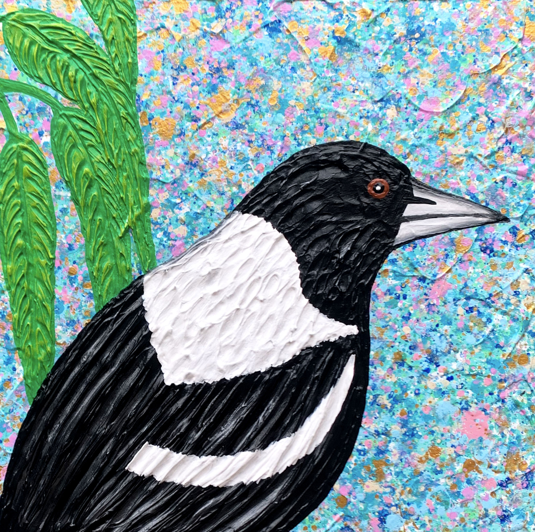Close Up Miranda Lloyd Magpie Abstract Textured Art Australia
