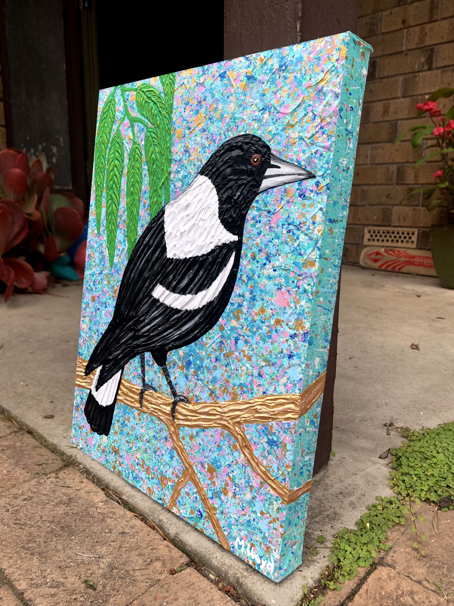 Side Miranda Lloyd Magpie Abstract Textured Art Australia