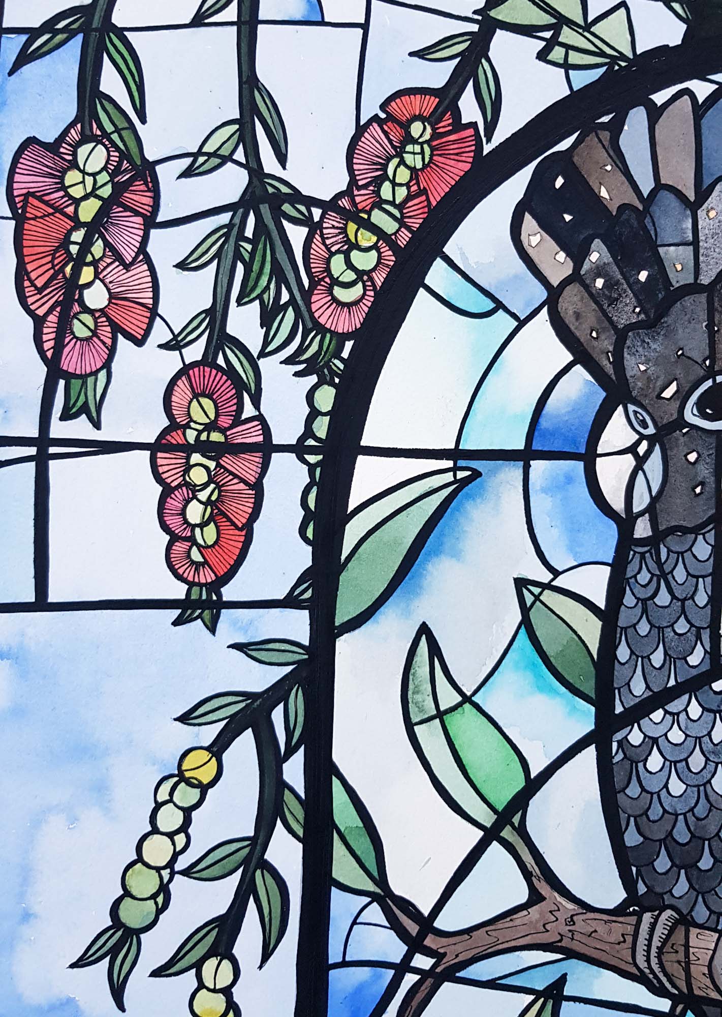 Cockatoo Vase By Nicola Cowie Watercolour Cockatoo Vase By Nicola Cowie Watercolour