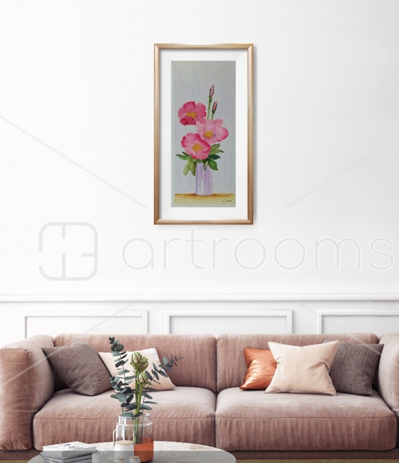 Pink Flowers On Wall