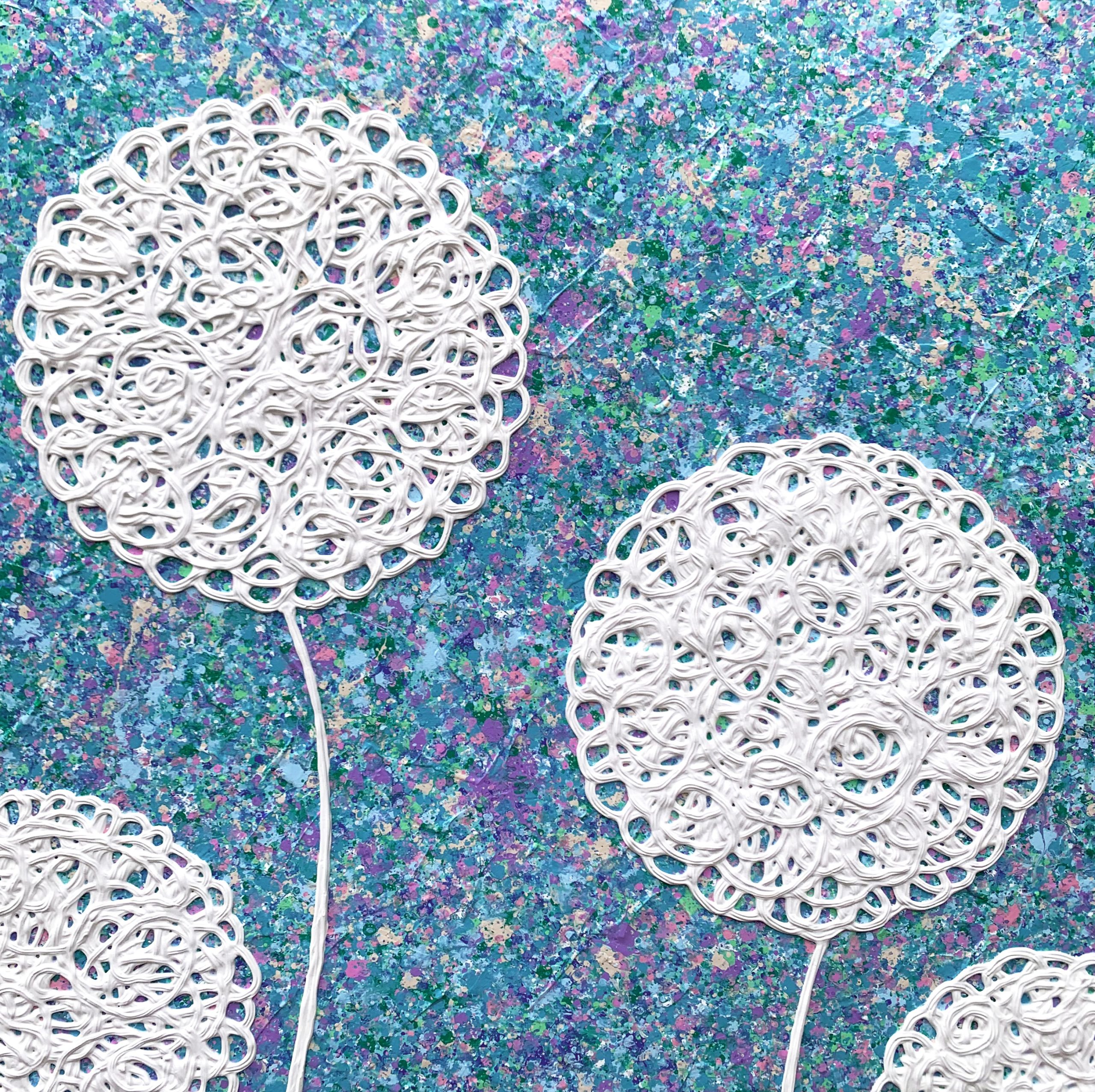 Close Up 2 Wild Flowers In A Lavender Garden