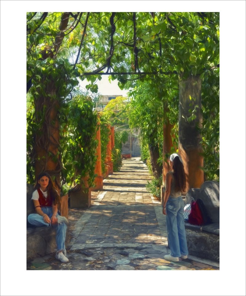 Campus Archway: An Impression of Sunlight and Ivy at the University of Catania, Italy