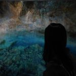 2025 Profile Woman Looking At Sea Blue Wall