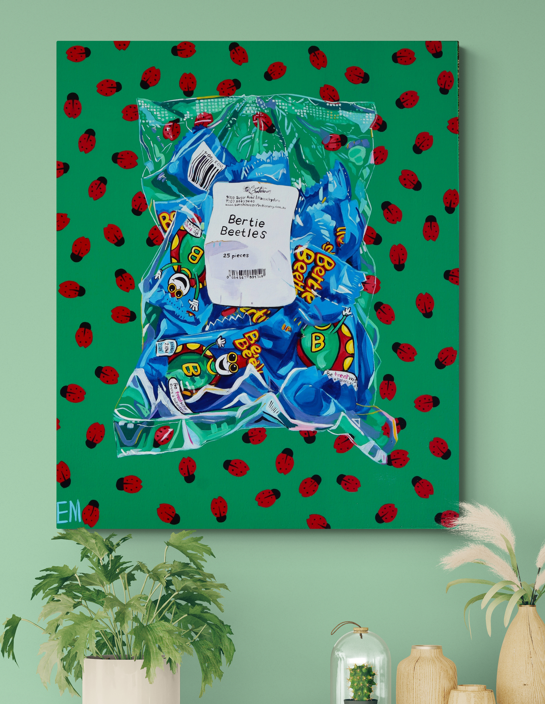 Cabinet With Plants And Wooden Ornaments