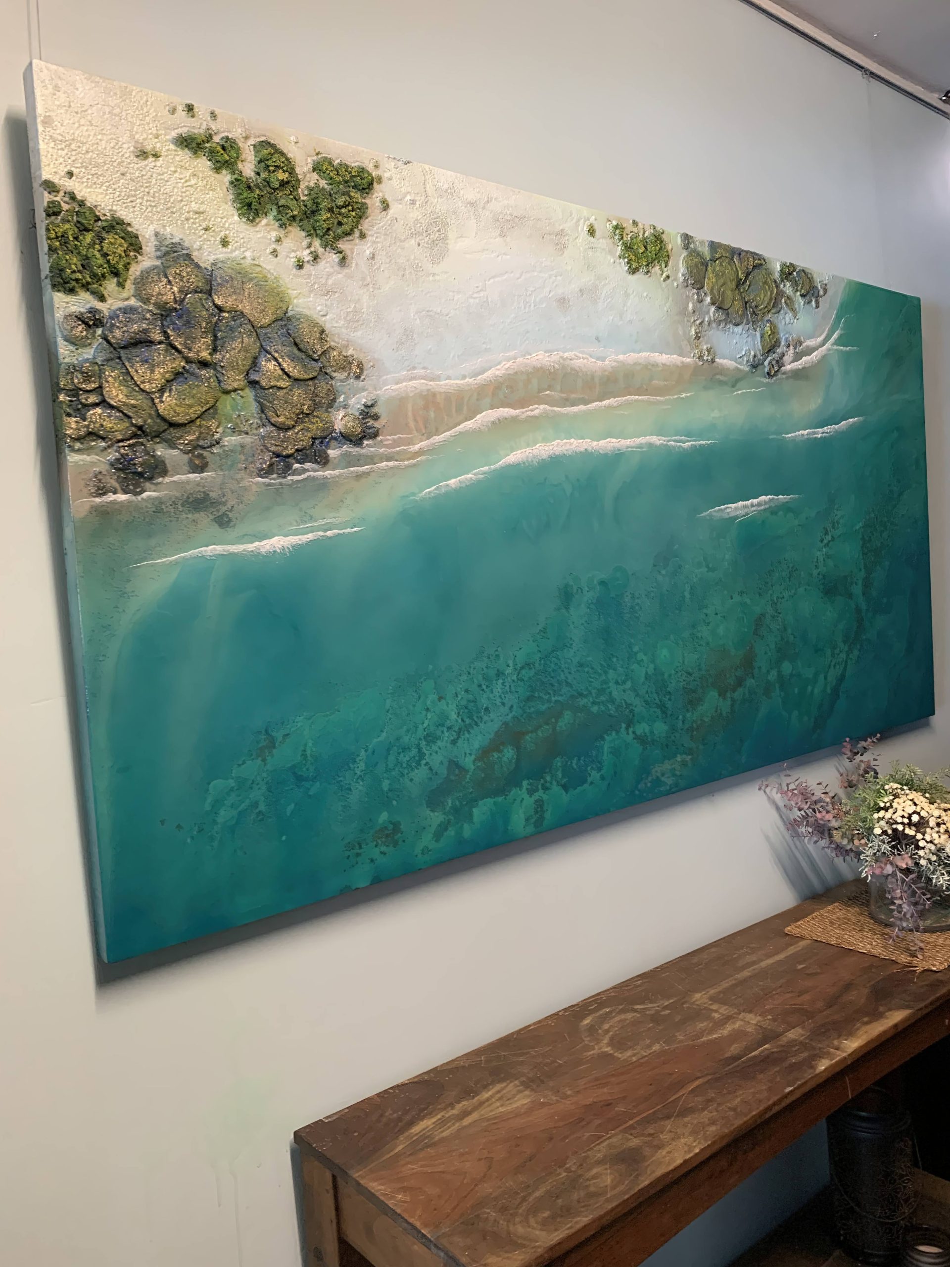 Resin Beach Art With Waves By Petra Meikle1