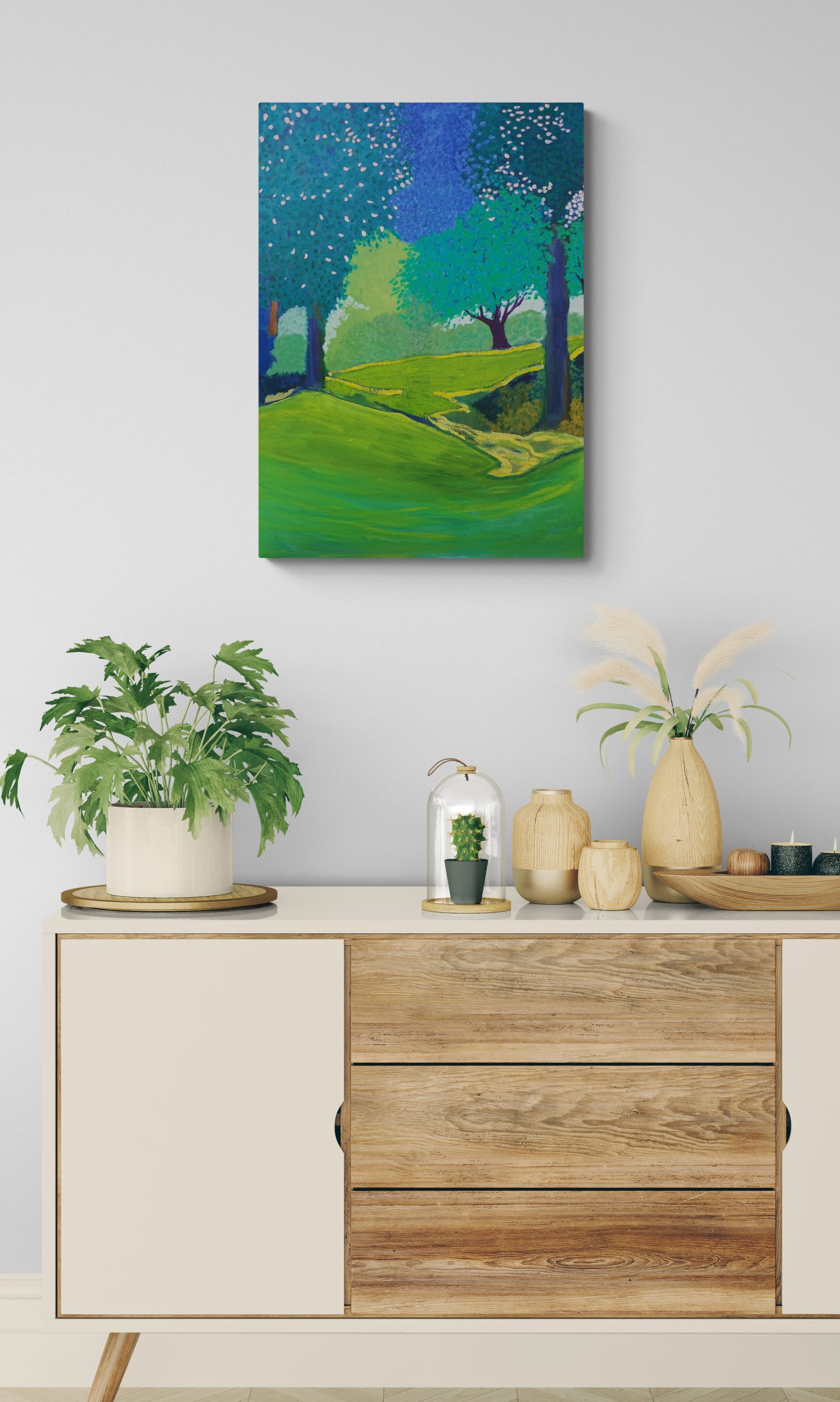 Cabinet With Plants And Wooden Ornaments