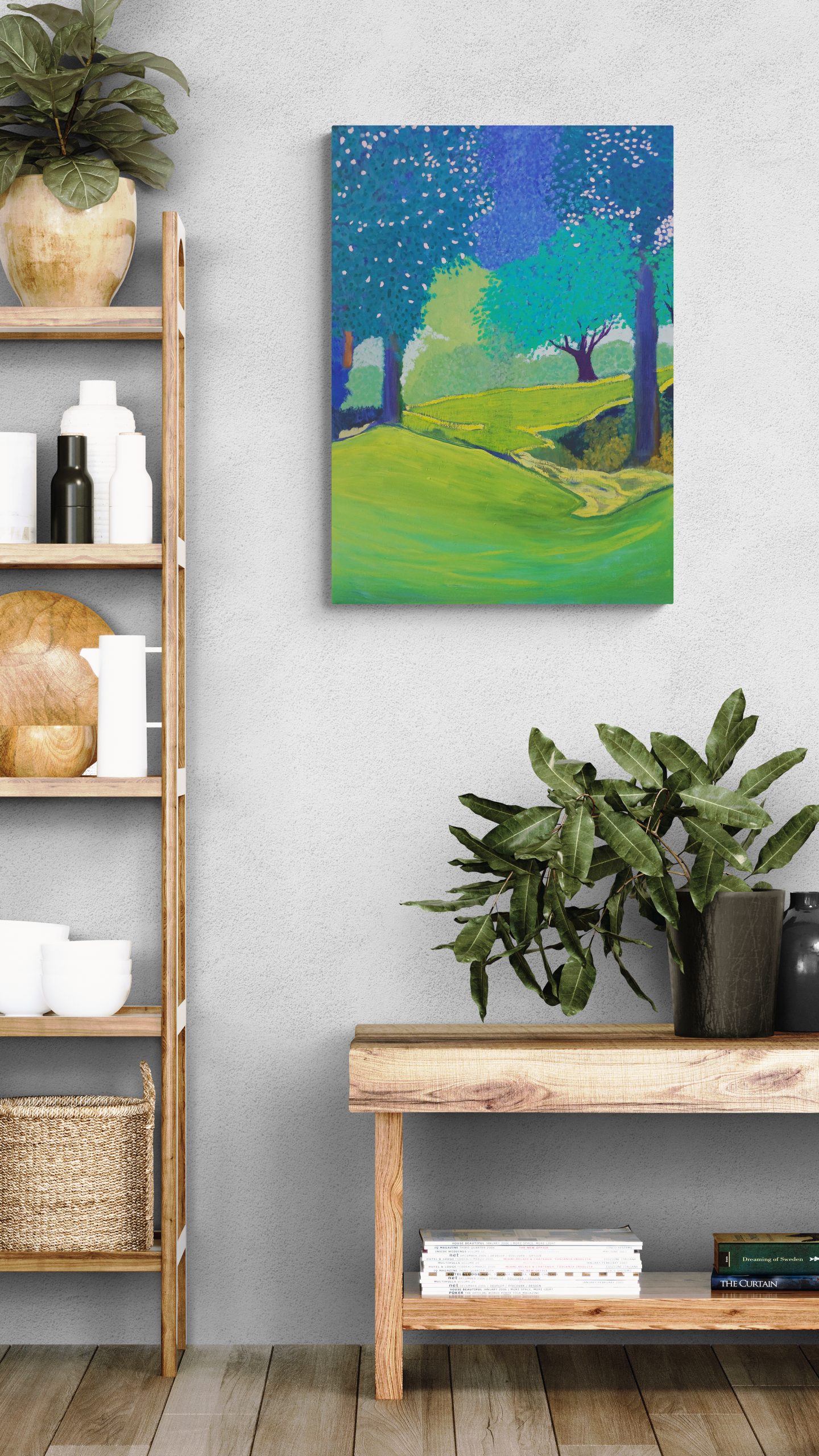 Close Up Of A Console Table And Shelving Unit