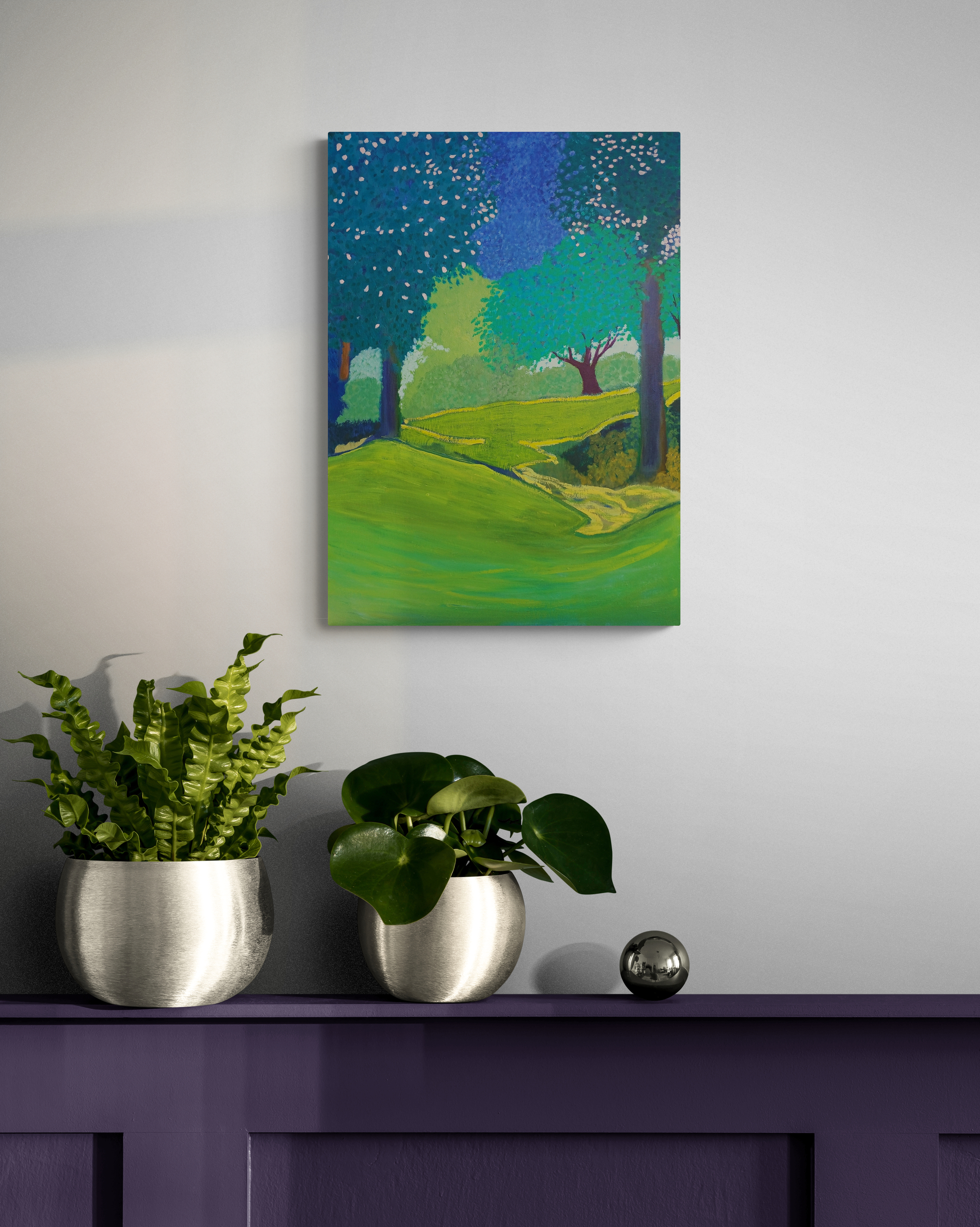 Pot Plants Sitting On A Wooden Cabinet