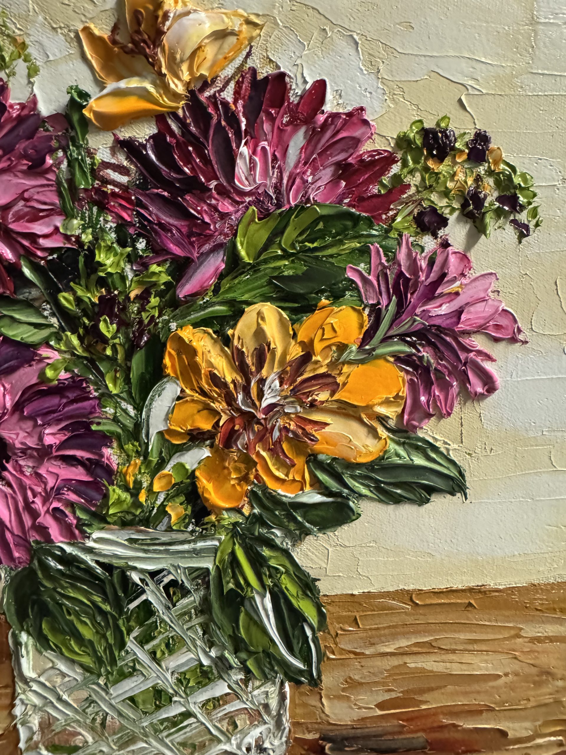 Flowers in glass vase Art Lovers Australia