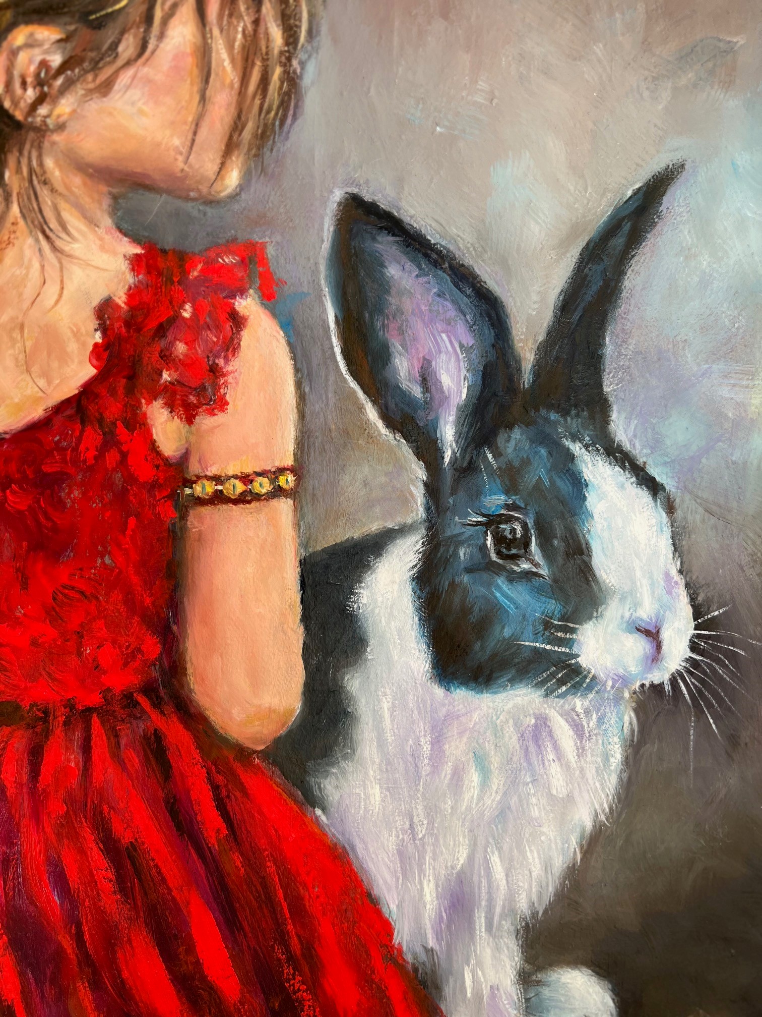 The Gir In Red With Her Rabbit 3